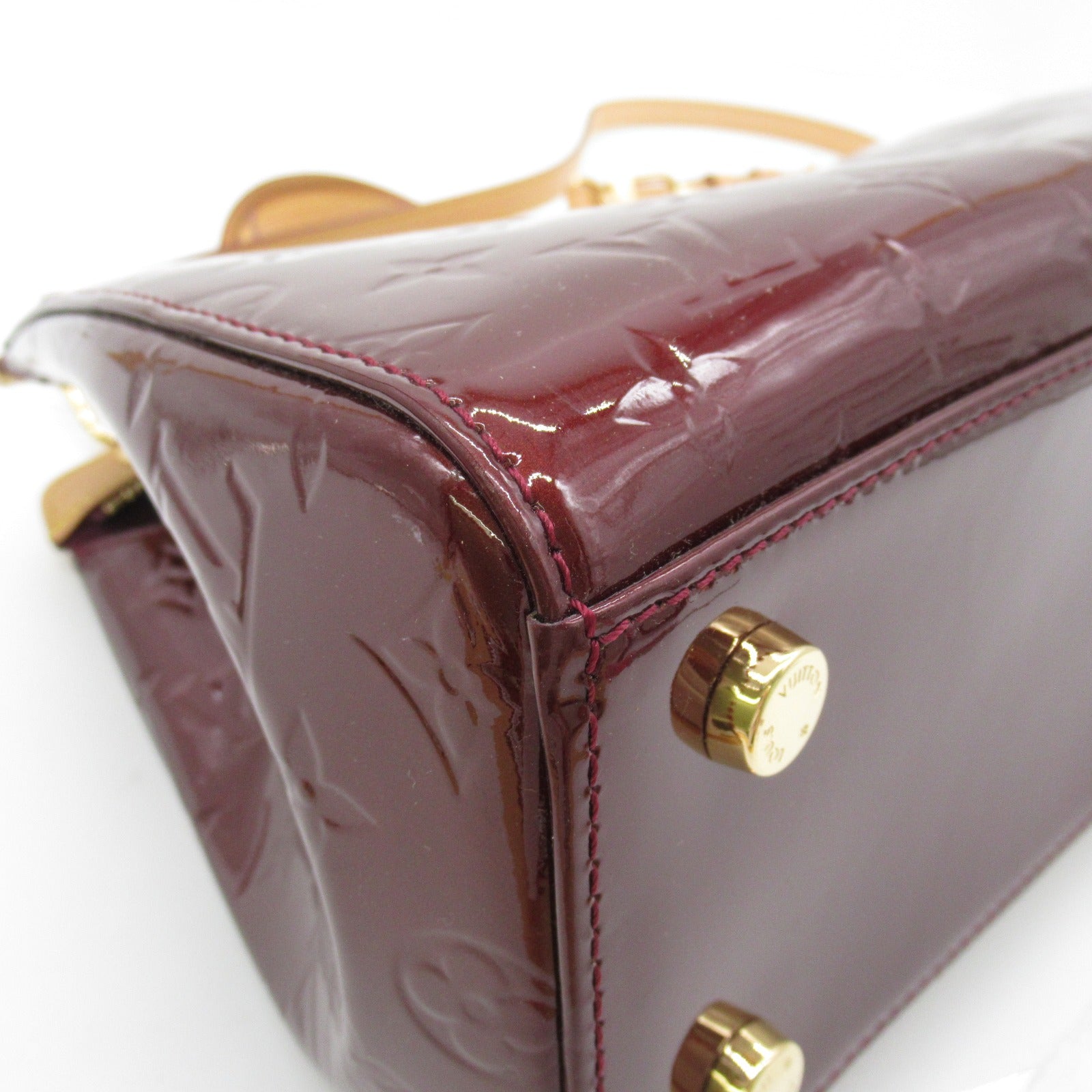 LOUIS VUITTON Monogram Vernis Brea MM金扣手挽肩背兩用袋酒紅色