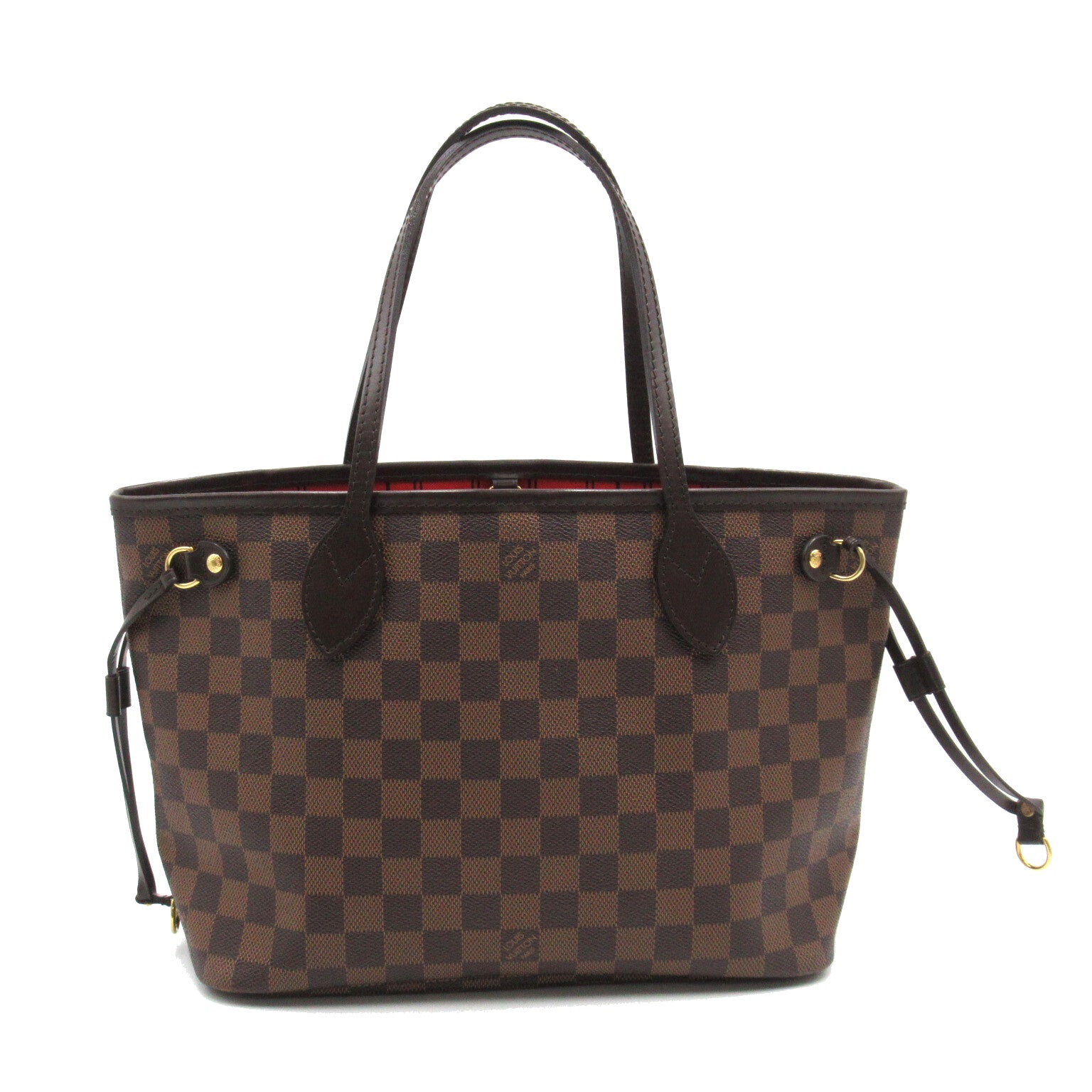 LOUIS VUITTON Damier Neverfull PM金扣手挽袋啡色