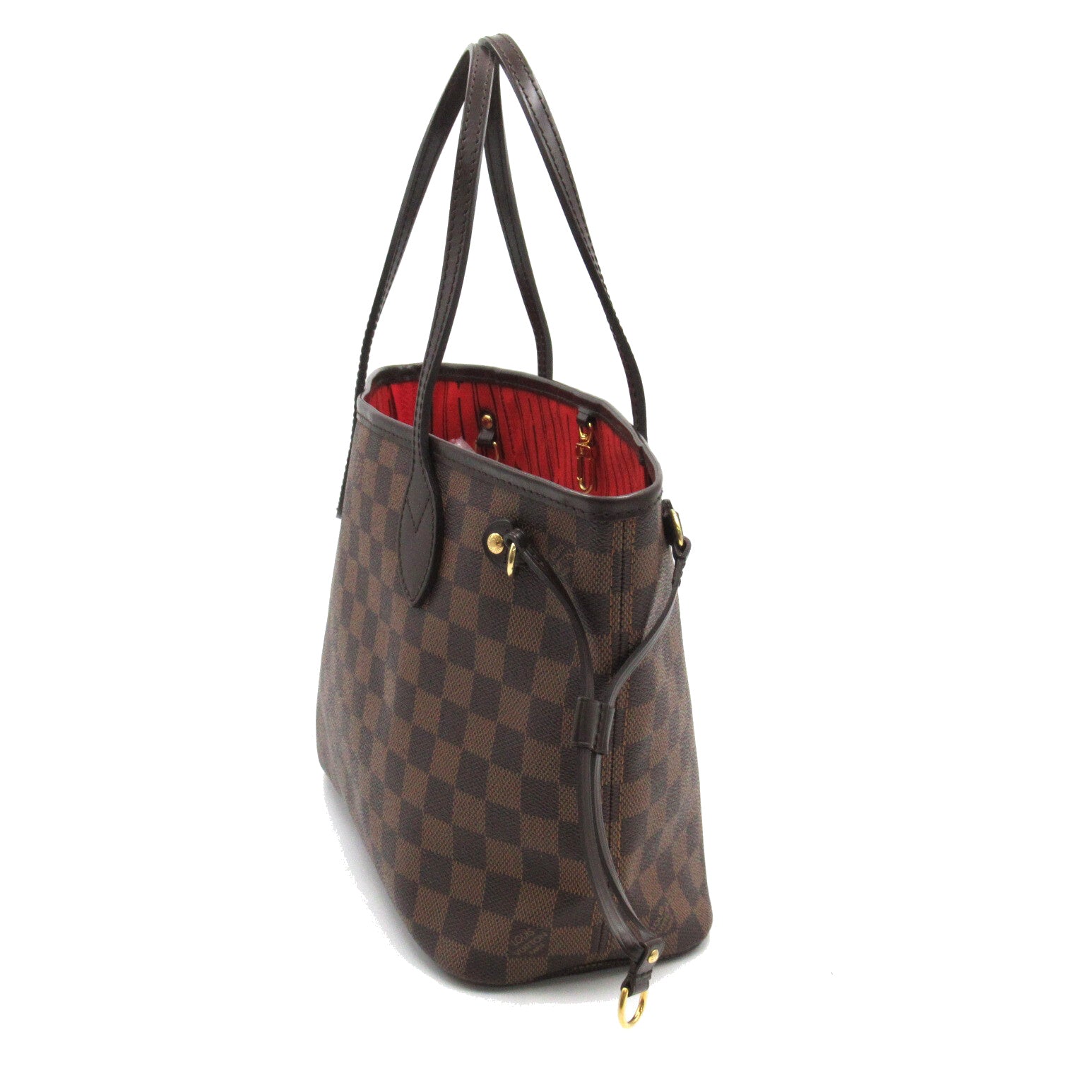 LOUIS VUITTON Damier Neverfull PM金扣手挽袋啡色