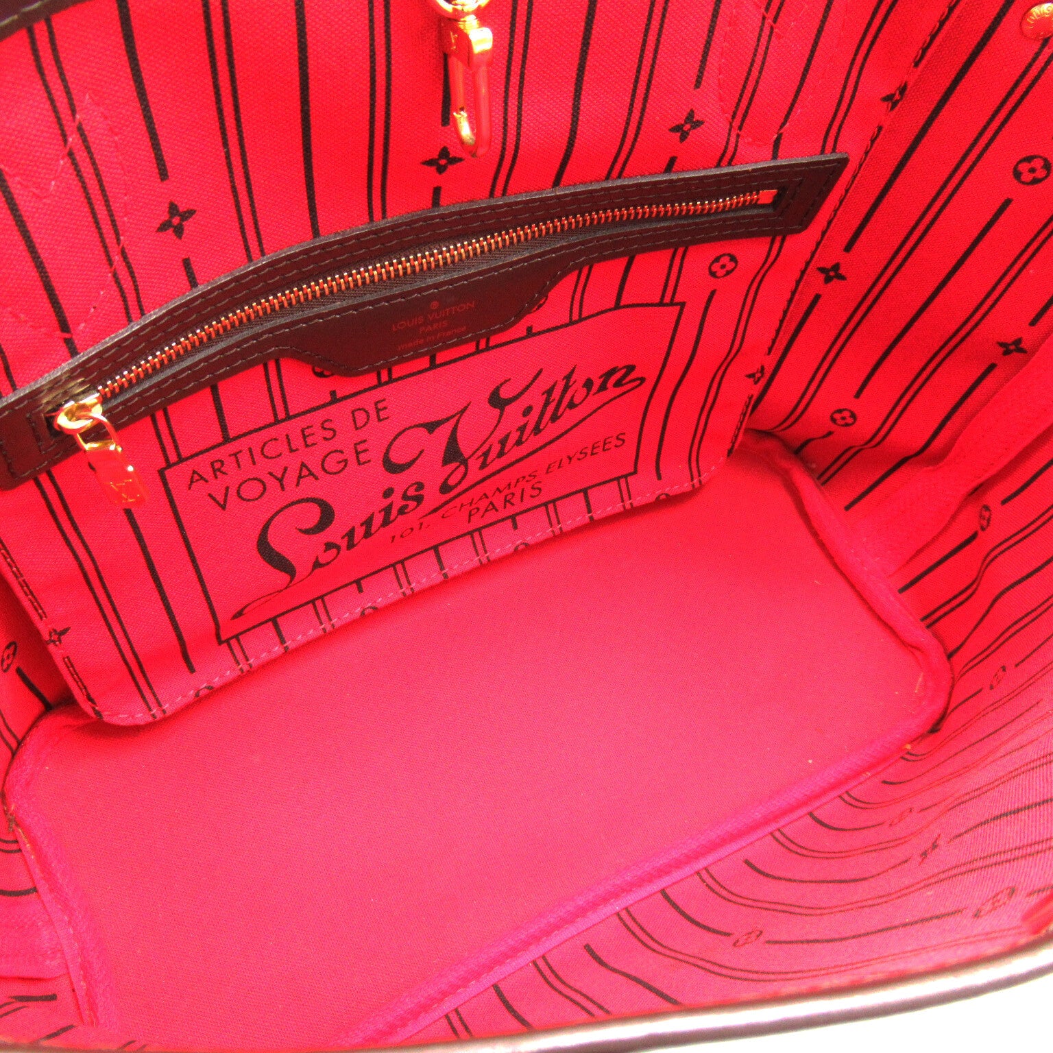LOUIS VUITTON Damier Neverfull PM金扣手挽袋啡色