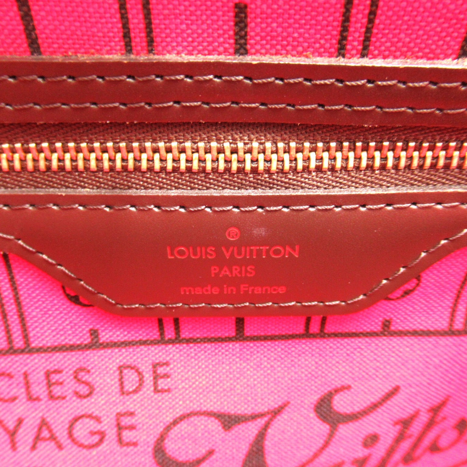 LOUIS VUITTON Damier Neverfull PM金扣手挽袋啡色
