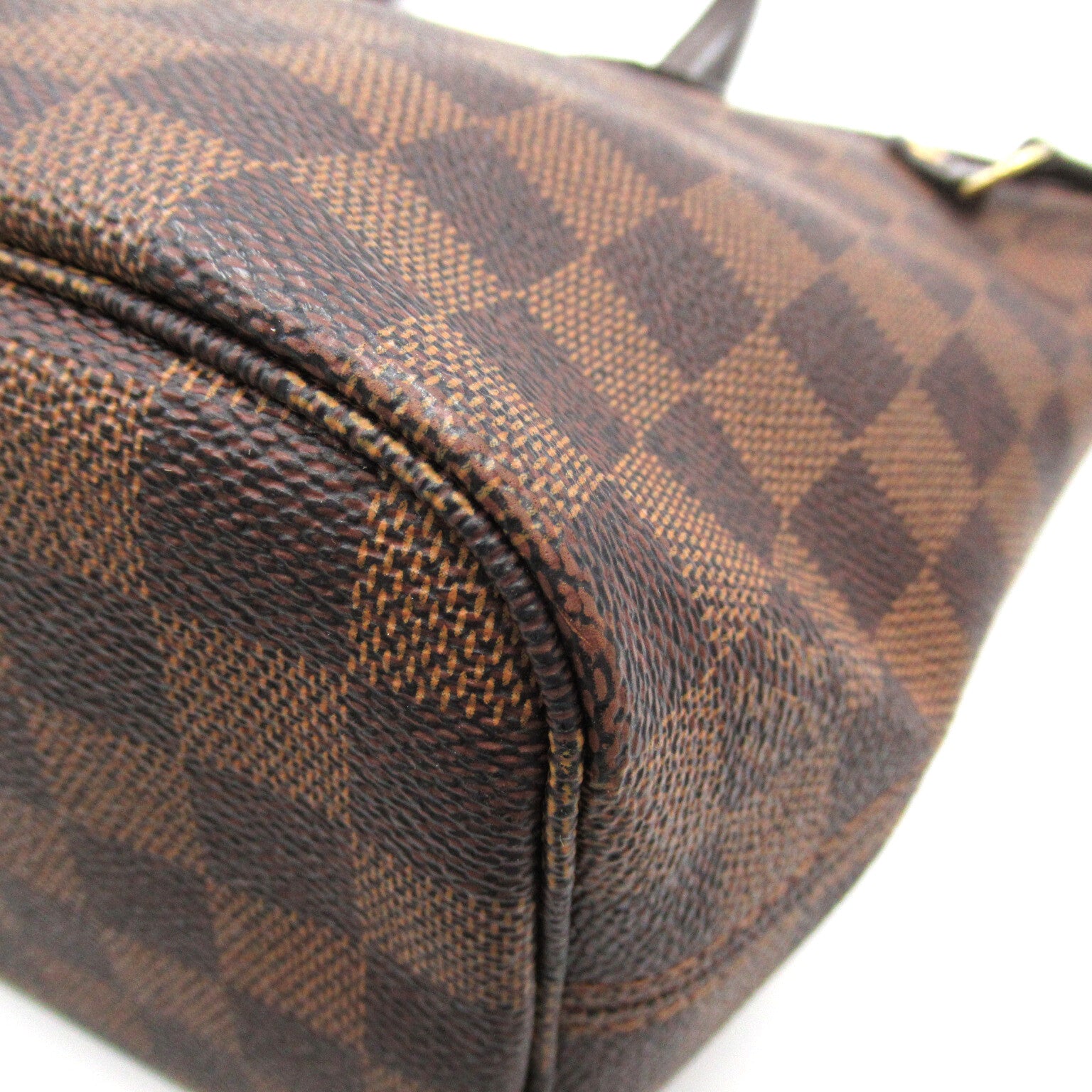 LOUIS VUITTON Damier Neverfull PM金扣手挽袋啡色