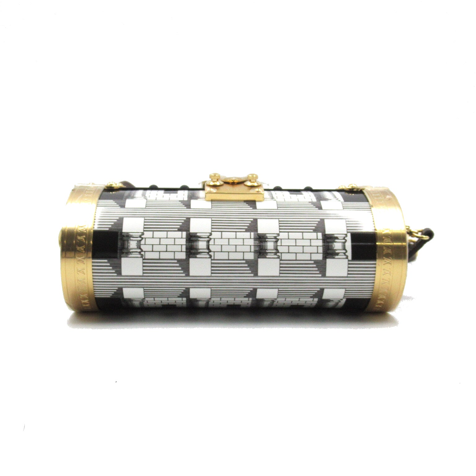 LOUIS VUITTON 漆皮皮革Fornasetti Minaudiere Papillon金扣手挽肩背兩用袋黑色/白色
