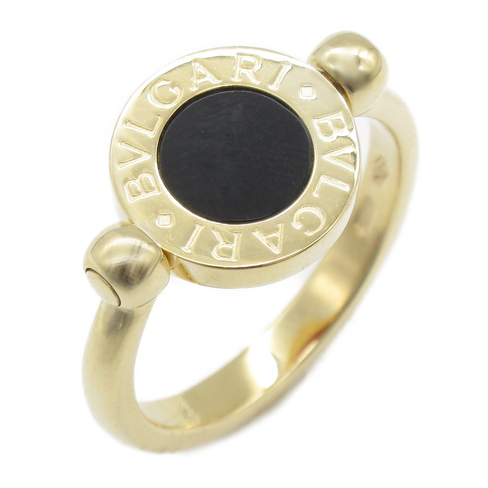 BVLGARI 18K黃金Bvlgari Ring縞瑪瑙戒指US#6黑色/紅色