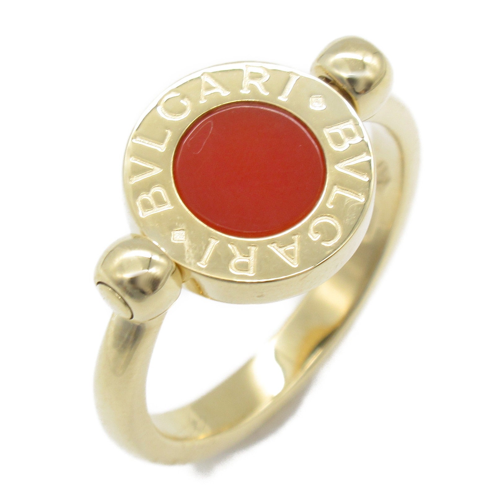 BVLGARI 18K黃金Bvlgari Ring縞瑪瑙戒指US#6黑色/紅色