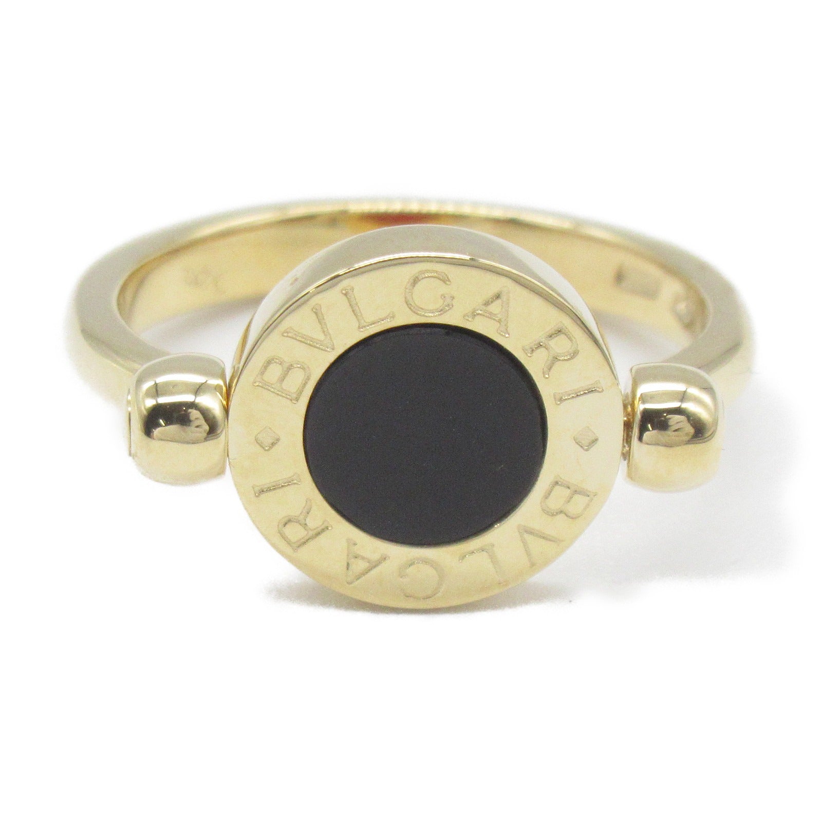 BVLGARI 18K黃金Bvlgari Ring縞瑪瑙戒指US#6黑色/紅色