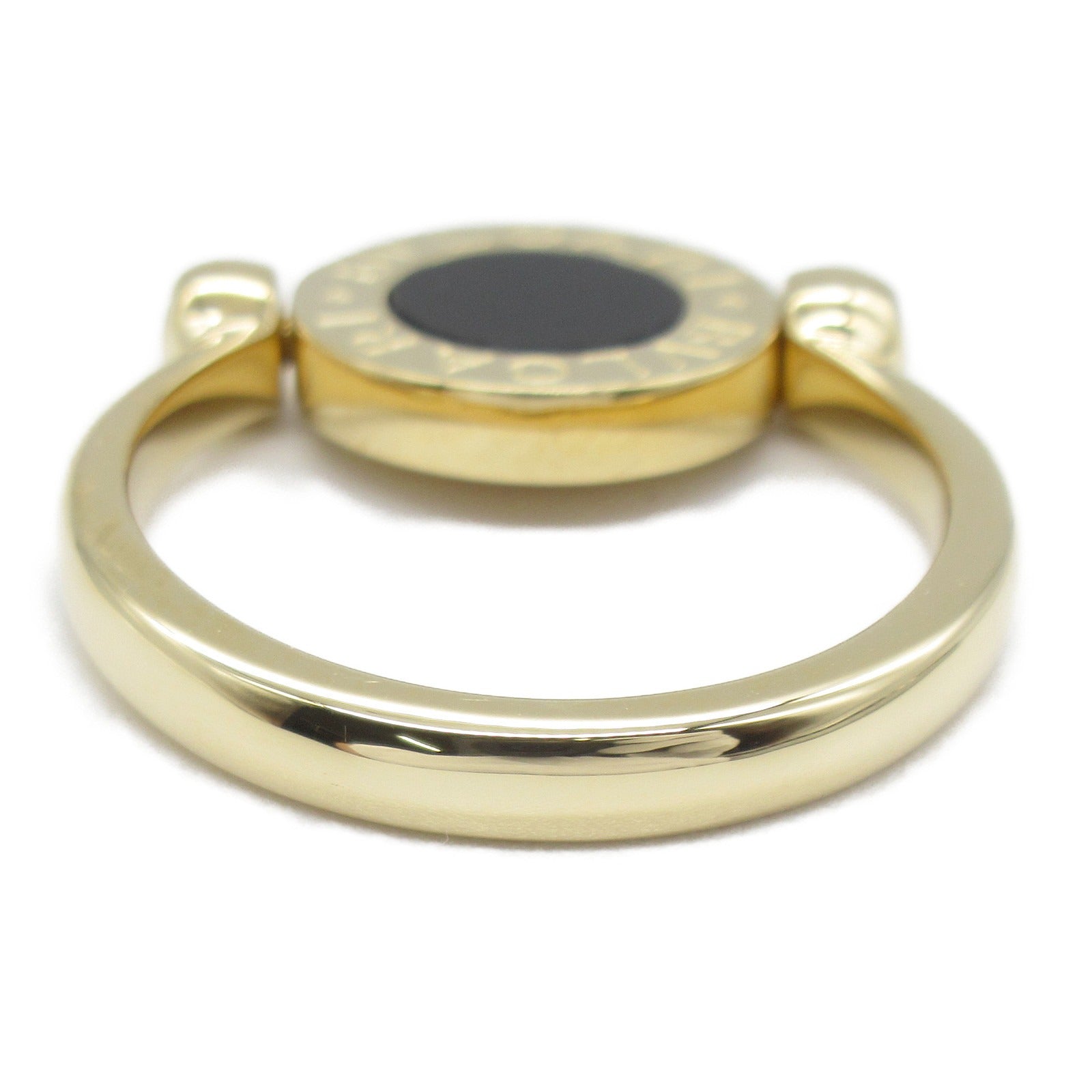 BVLGARI 18K黃金Bvlgari Ring縞瑪瑙戒指US#6黑色/紅色