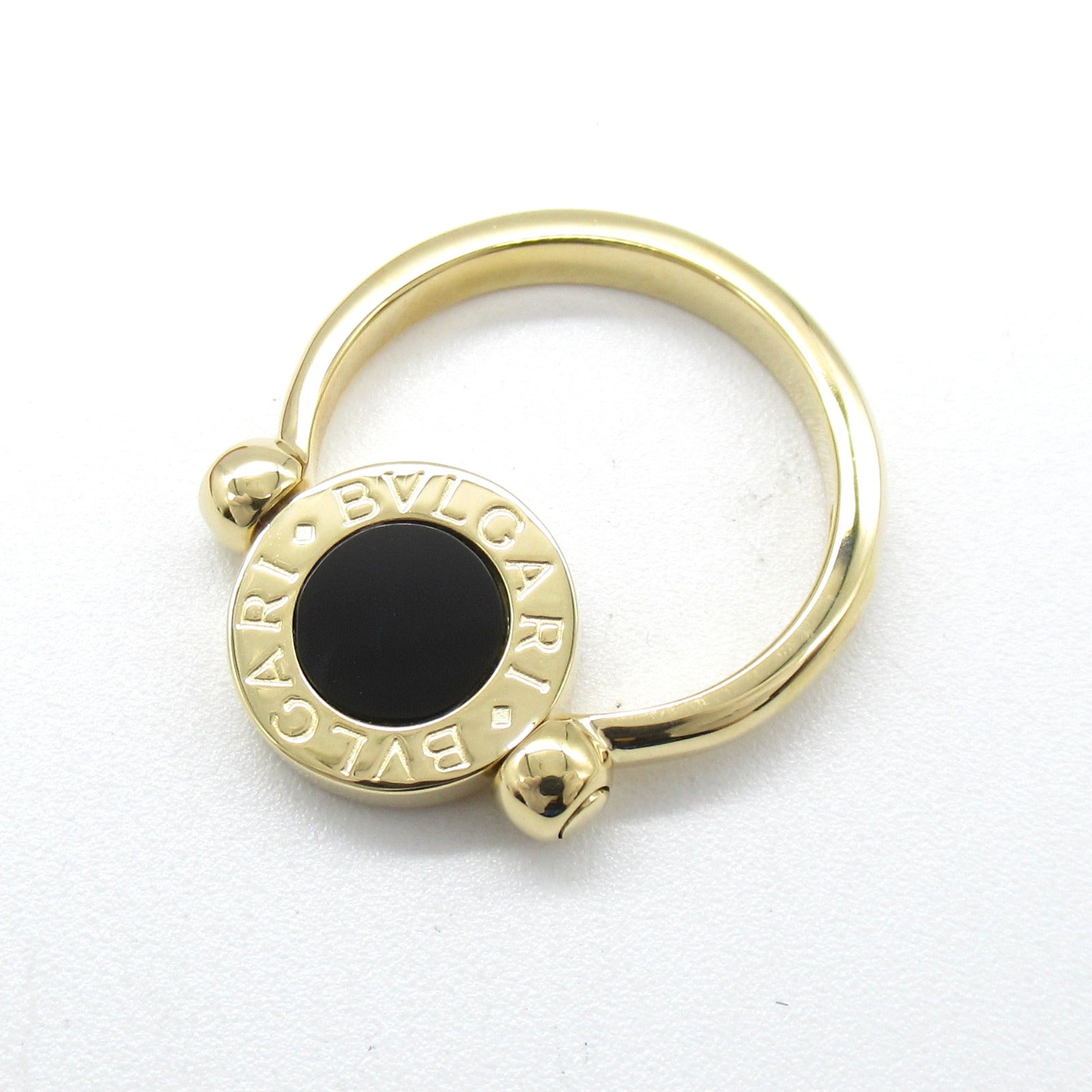 BVLGARI 18K黃金Bvlgari Ring縞瑪瑙戒指US#6黑色/紅色