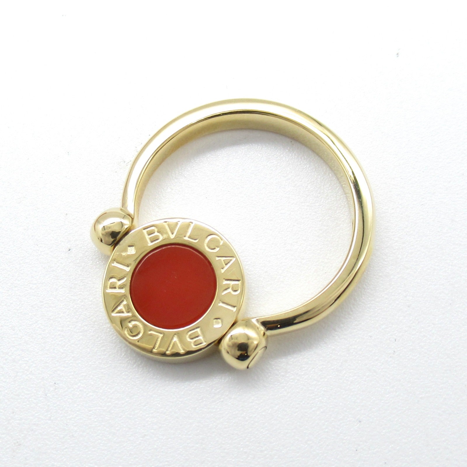 BVLGARI 18K黃金Bvlgari Ring縞瑪瑙戒指US#6黑色/紅色
