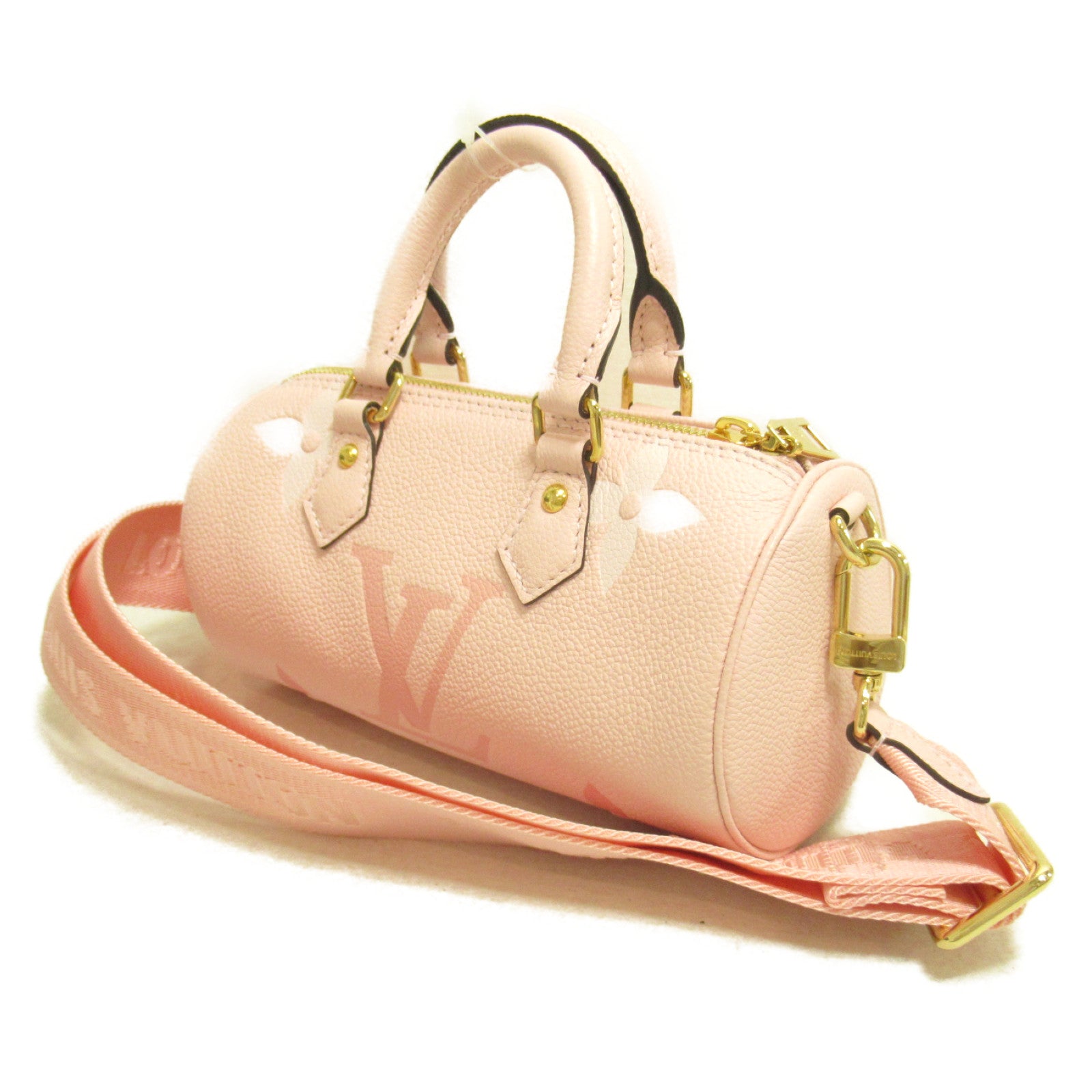 LOUIS VUITTON 【激減優惠】Monogram Empreinte Papillon BB金扣手挽肩背兩用袋粉紅色