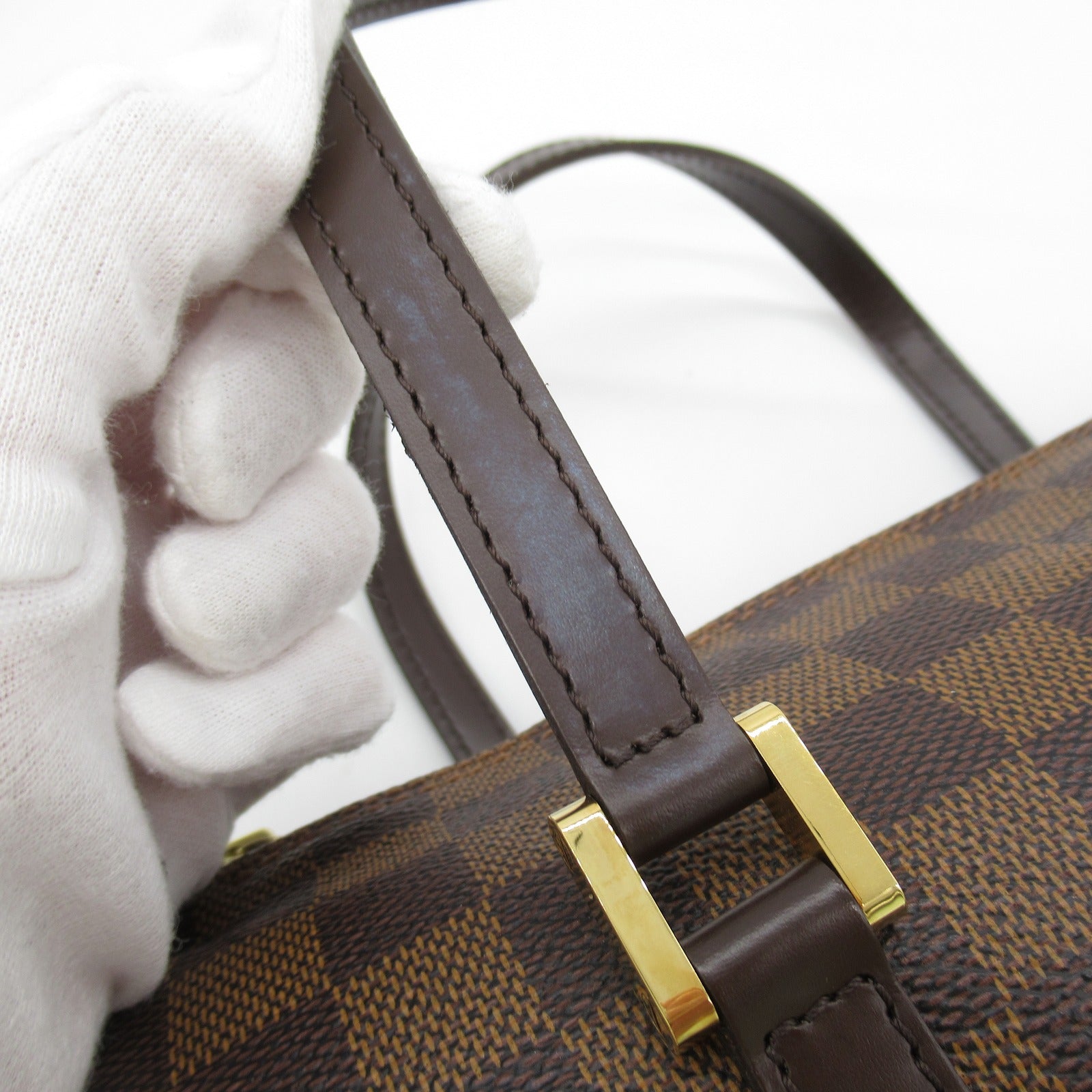 LOUIS VUITTON Damier Papillon PM金扣肩背袋啡色
