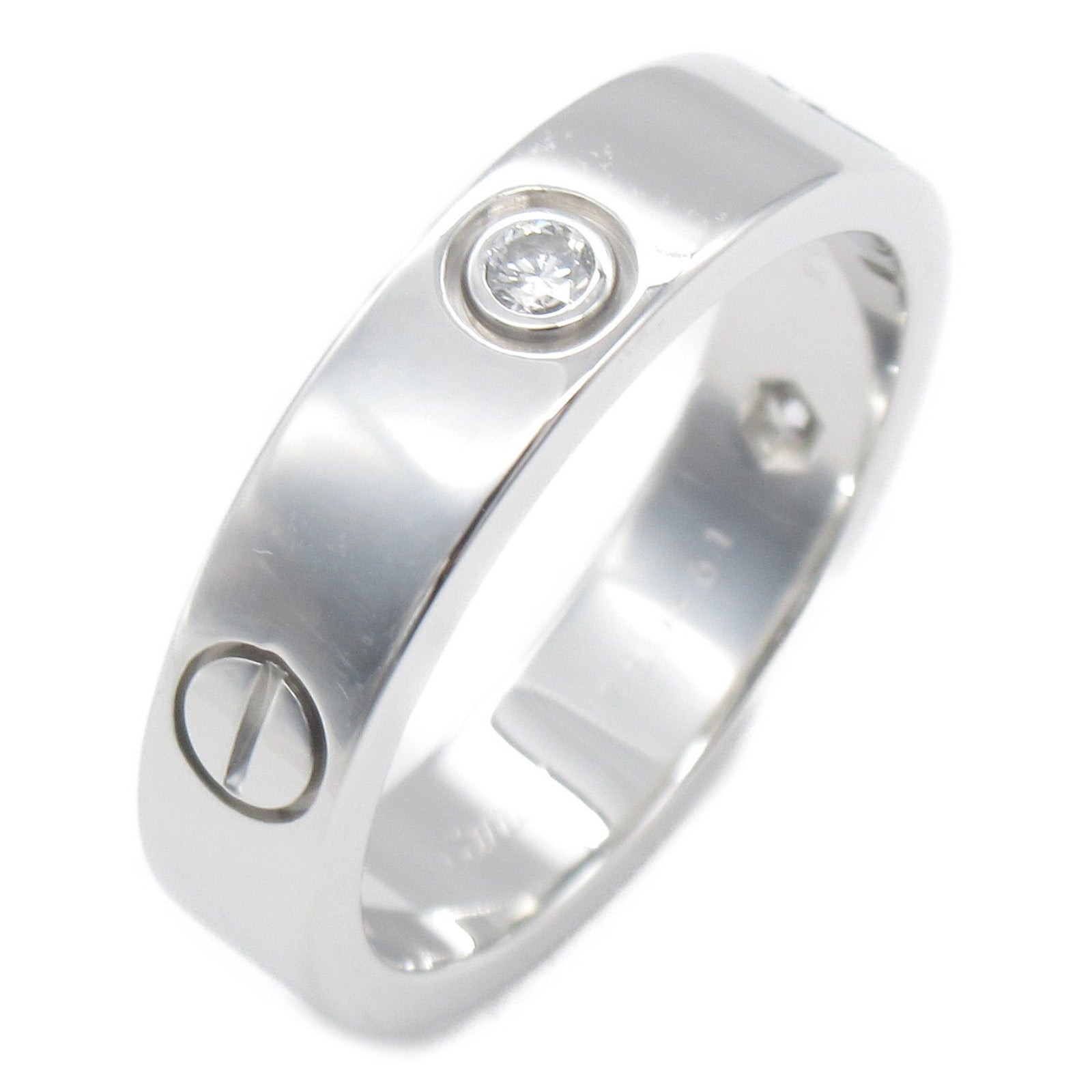 CARTIER 【激減優惠】18K白金Love Ring 3 Diamond鑽石戒指US#9.5/Cartier#61銀色