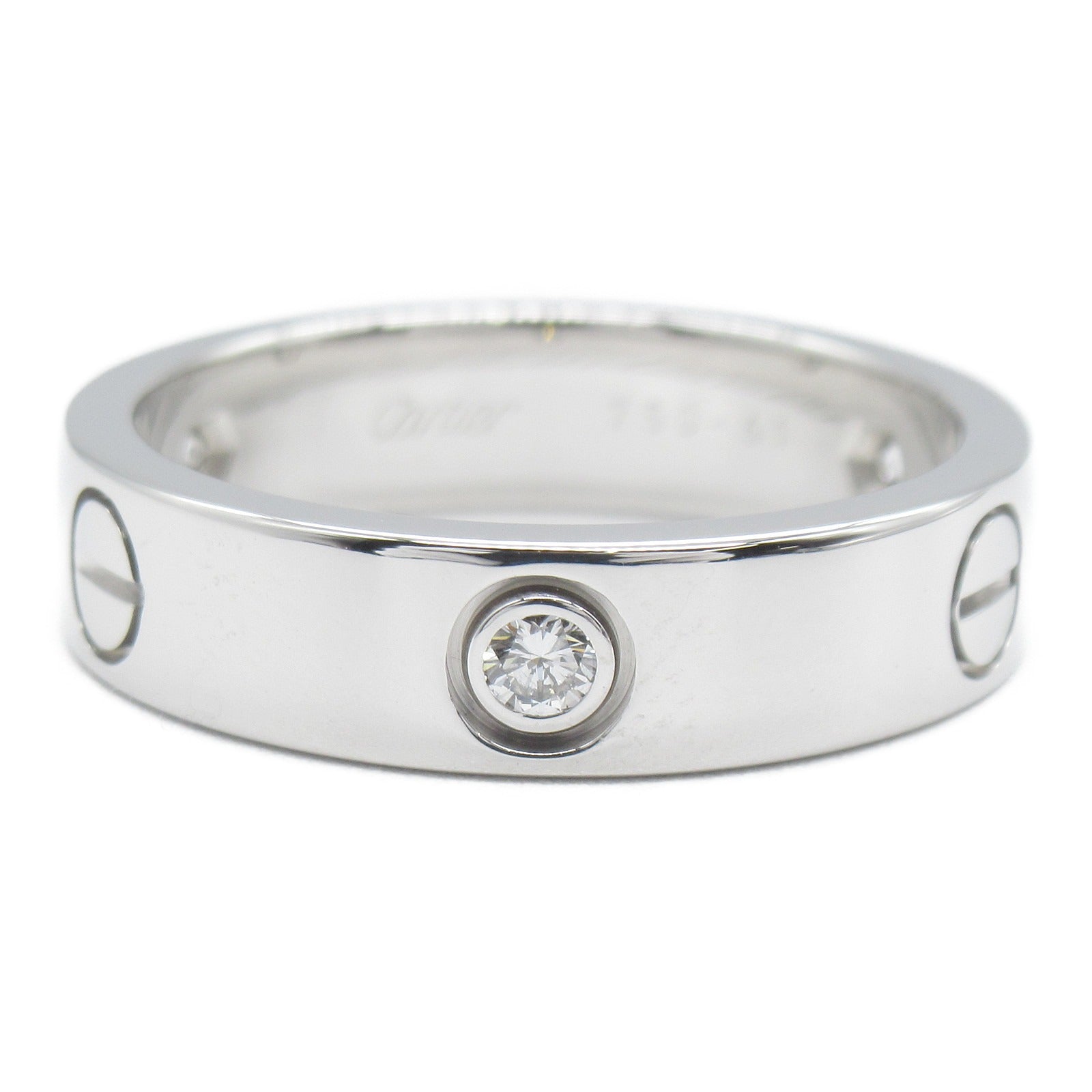 CARTIER 【激減優惠】18K白金Love Ring 3 Diamond鑽石戒指US#9.5/Cartier#61銀色
