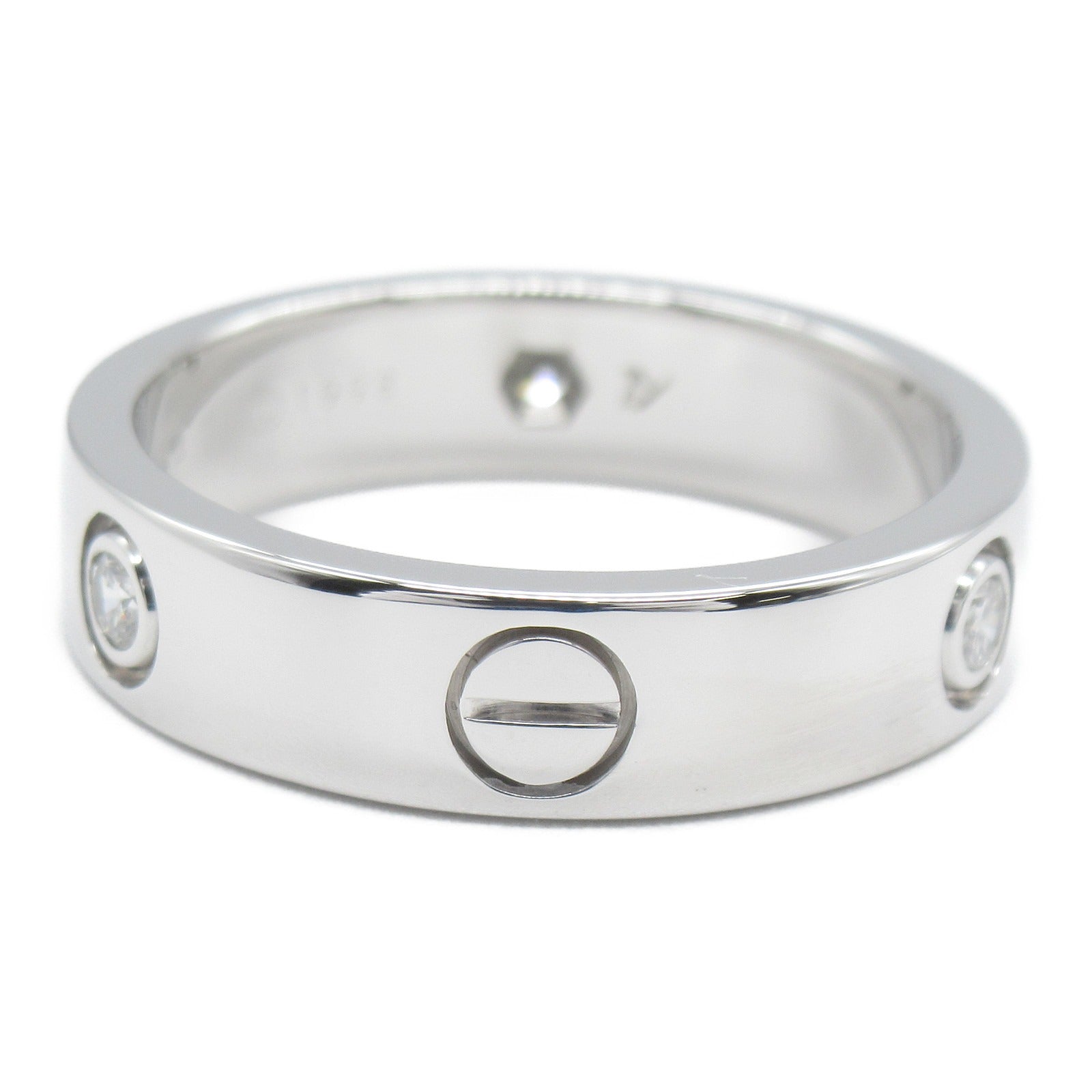 CARTIER 【激減優惠】18K白金Love Ring 3 Diamond鑽石戒指US#9.5/Cartier#61銀色