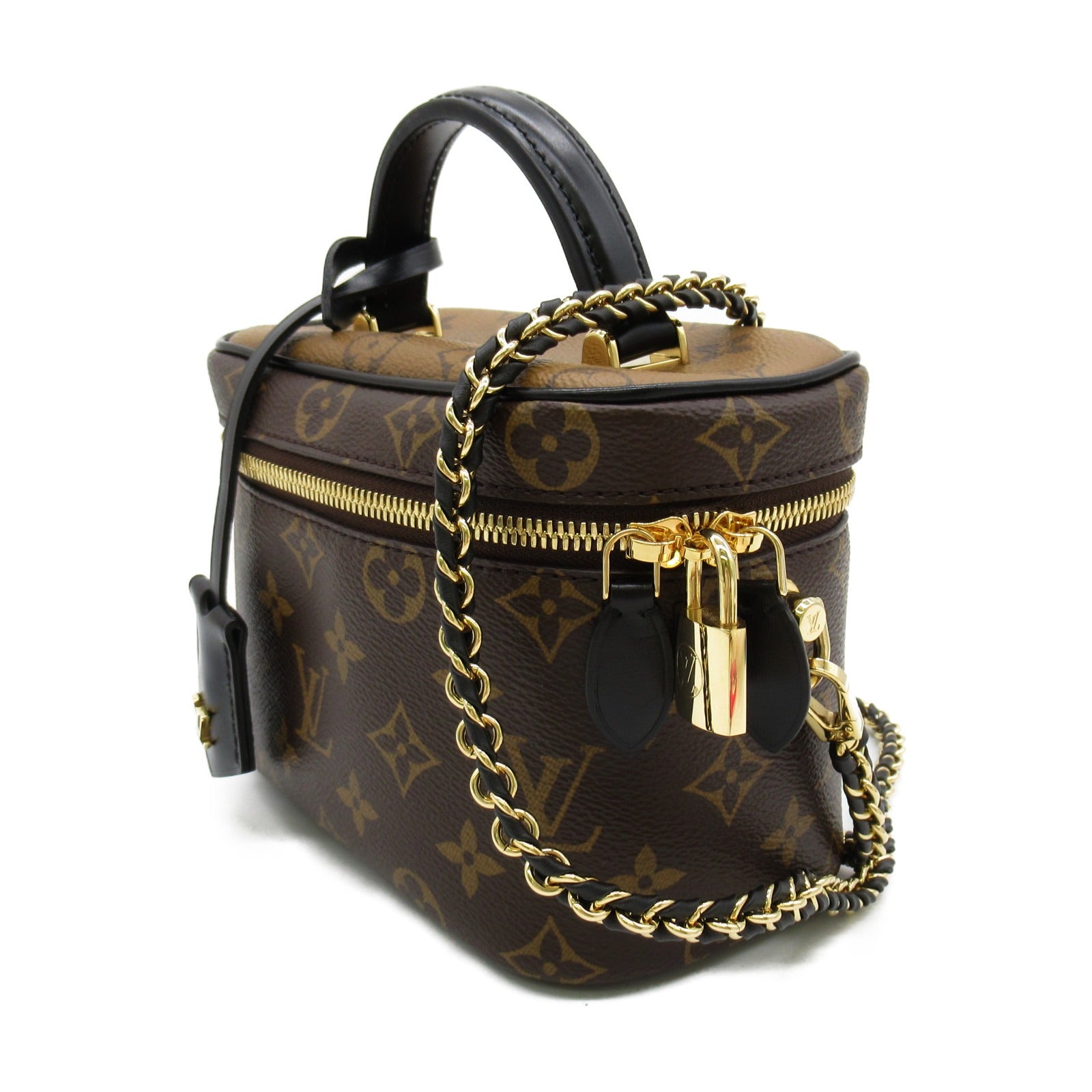 LOUIS VUITTON Monogram Reverse Vanity PM手挽肩背兩用袋啡色