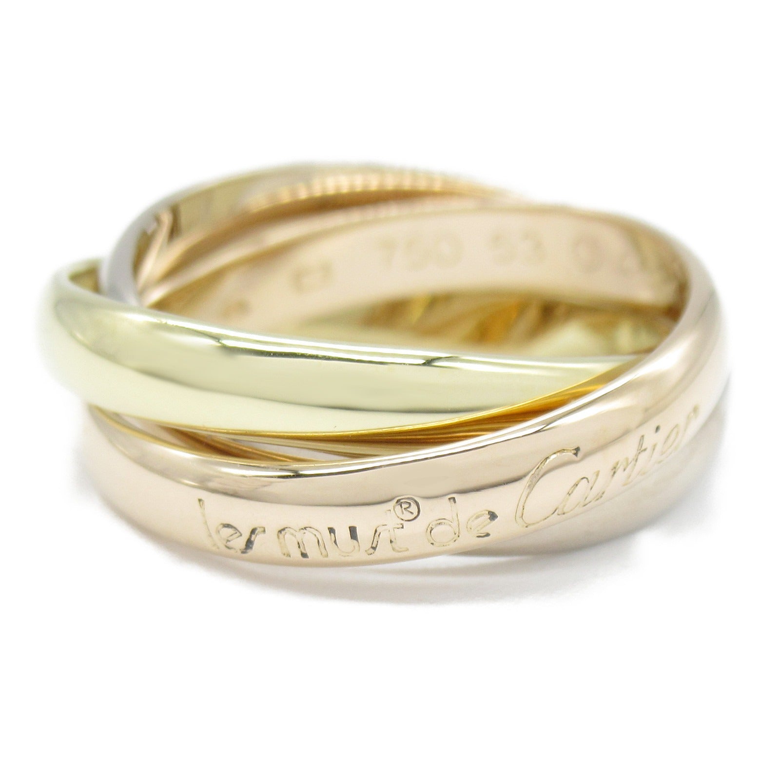CARTIER 18K黃金/玫瑰金/白金Trinity Ring戒指US#6.25/Cartier#53金色/粉金色/銀色