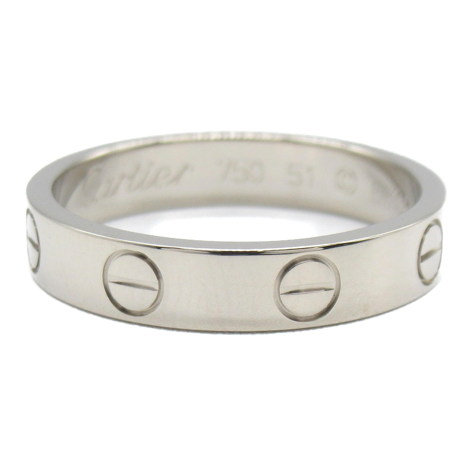 CARTIER 18K白金Love Wedding Band戒指US#5.75/Cartier#51銀色