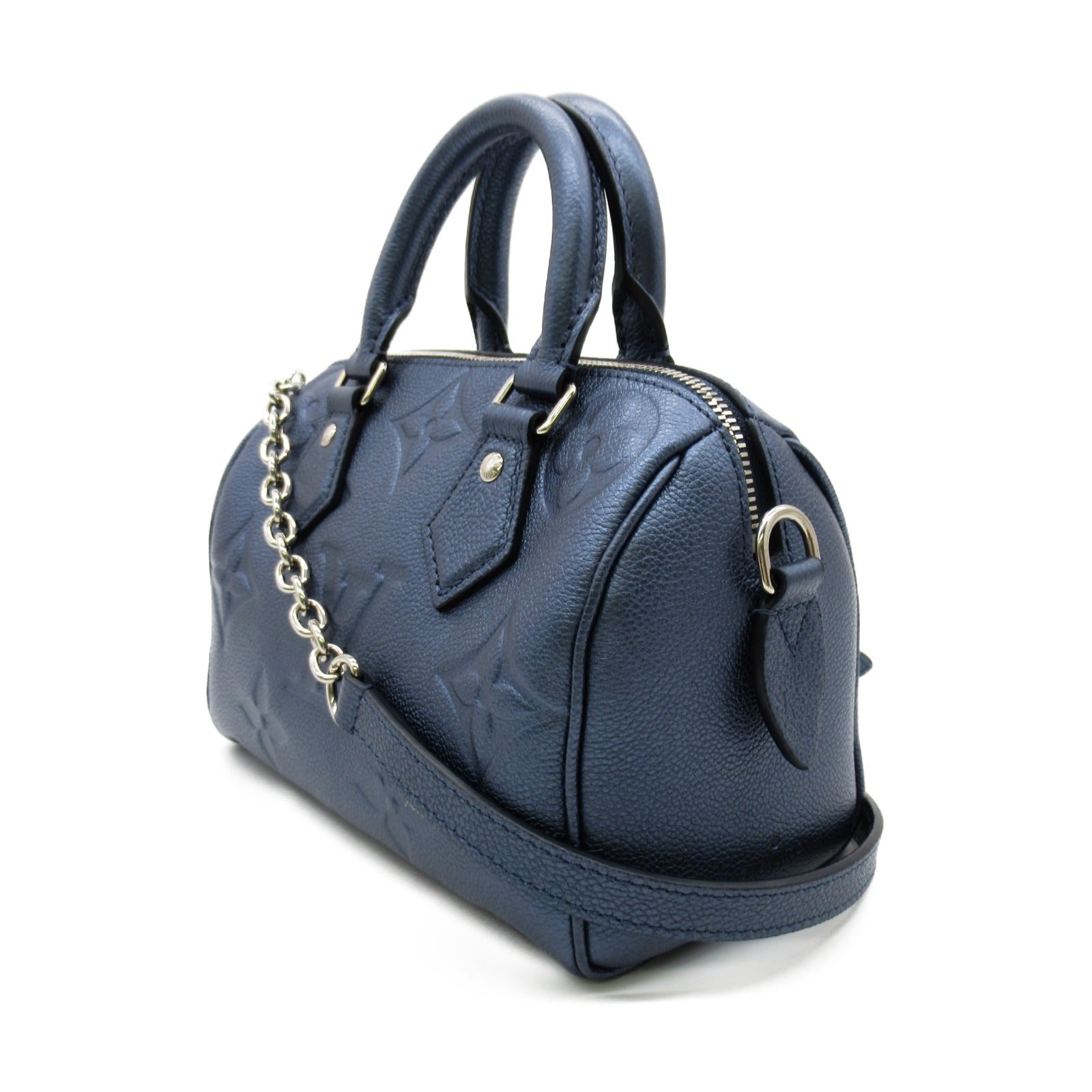 LOUIS VUITTON Monogram EmpreinteSpeedy Bandouliere 20手挽肩背兩用袋藍色