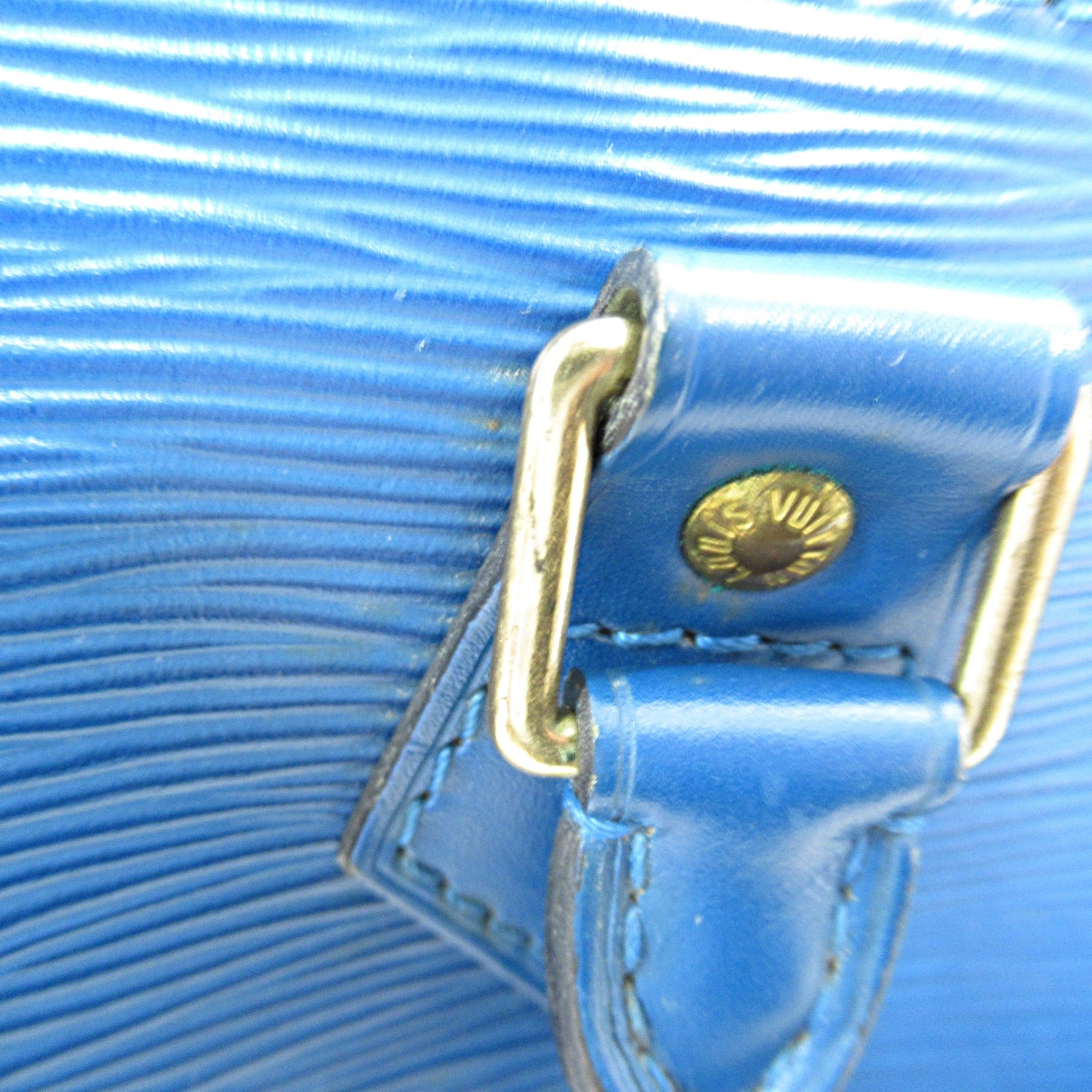 LOUIS VUITTON Epi Speedy 25金扣手挽袋藍色