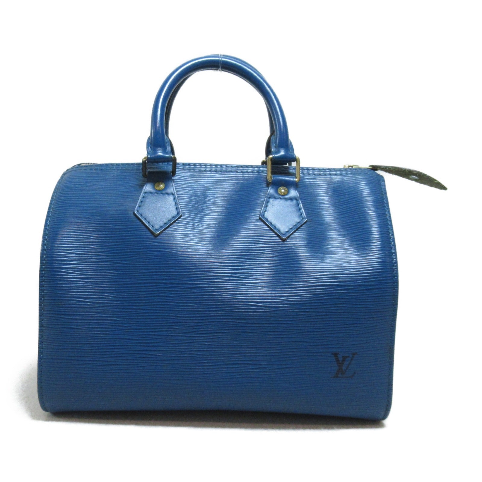 LOUIS VUITTON Epi Speedy 25金扣手挽袋藍色