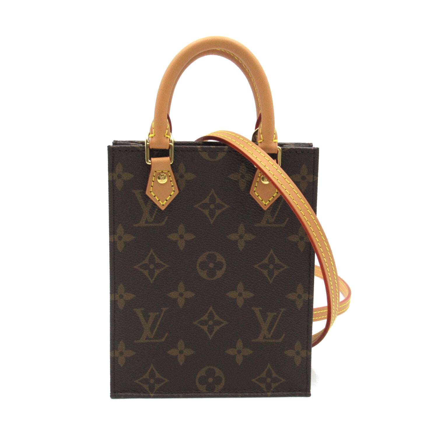 LOUIS VUITTON Monogram Petit Sac Plat手挽肩背兩用袋啡色
