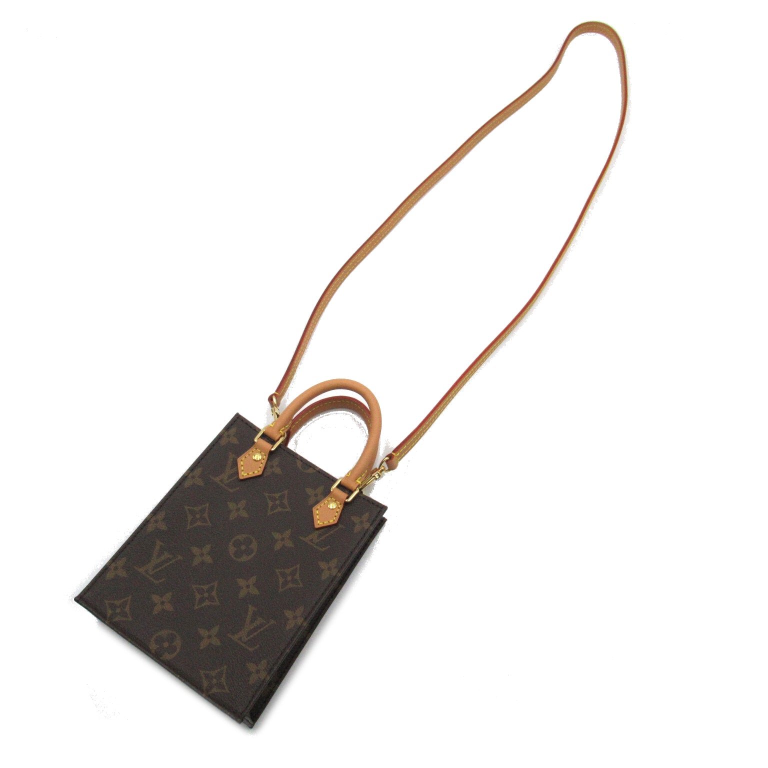 LOUIS VUITTON Monogram Petit Sac Plat手挽肩背兩用袋啡色
