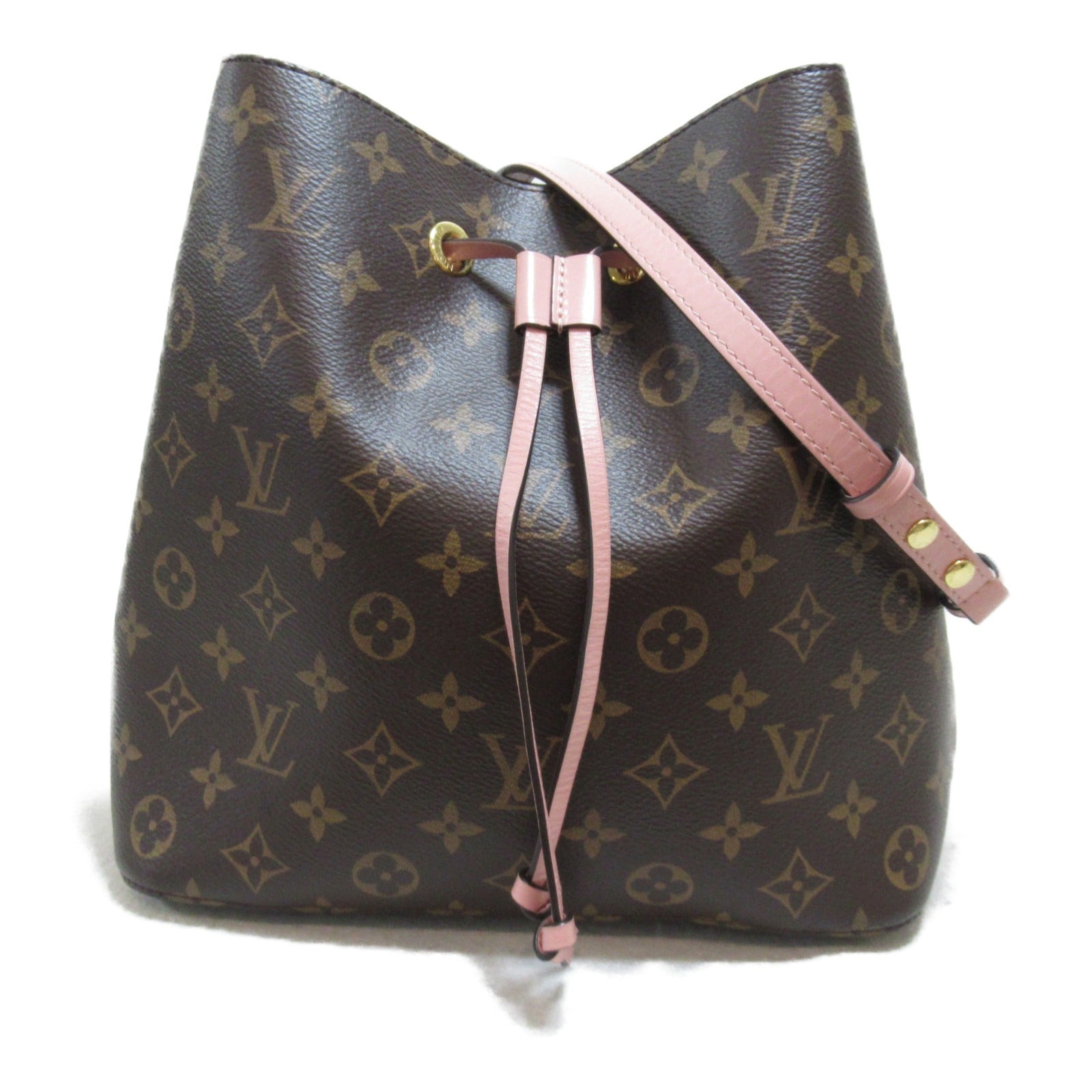 LOUIS VUITTON Monogram NeoNoe MM金扣肩背袋啡色/粉紅色