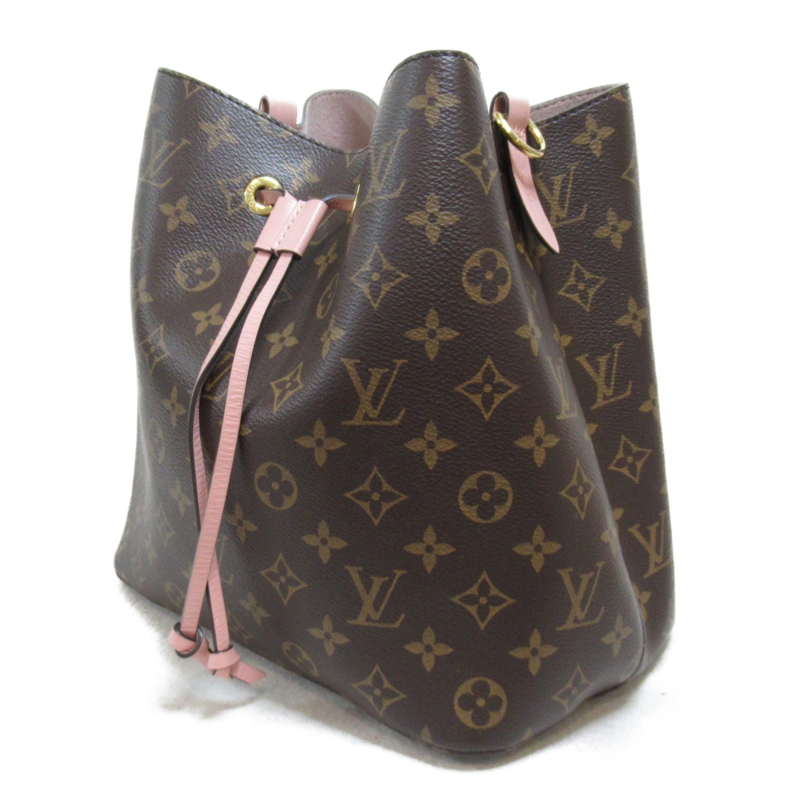 LOUIS VUITTON Monogram NeoNoe MM金扣肩背袋啡色/粉紅色