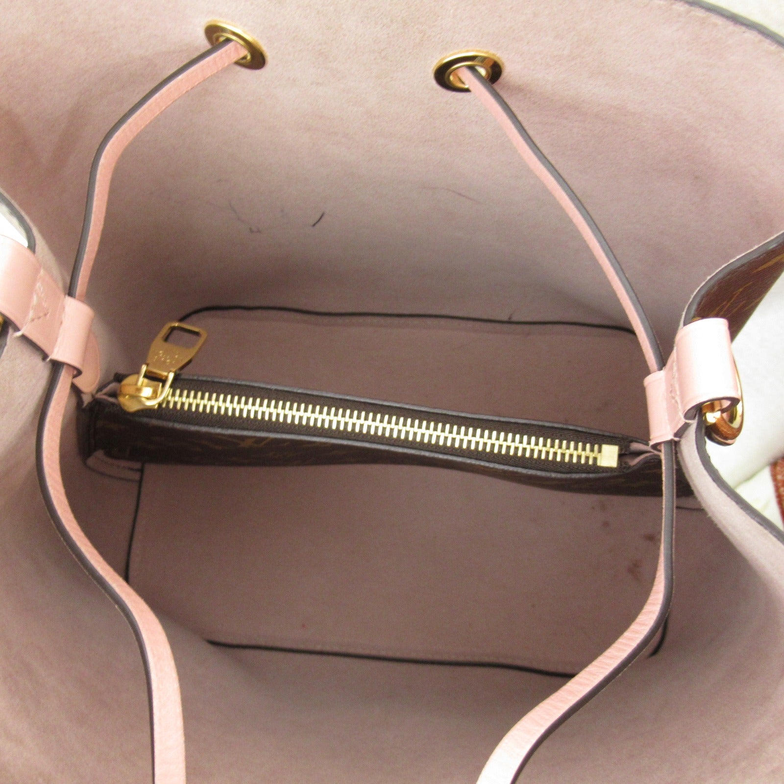 LOUIS VUITTON Monogram NeoNoe MM金扣肩背袋啡色/粉紅色