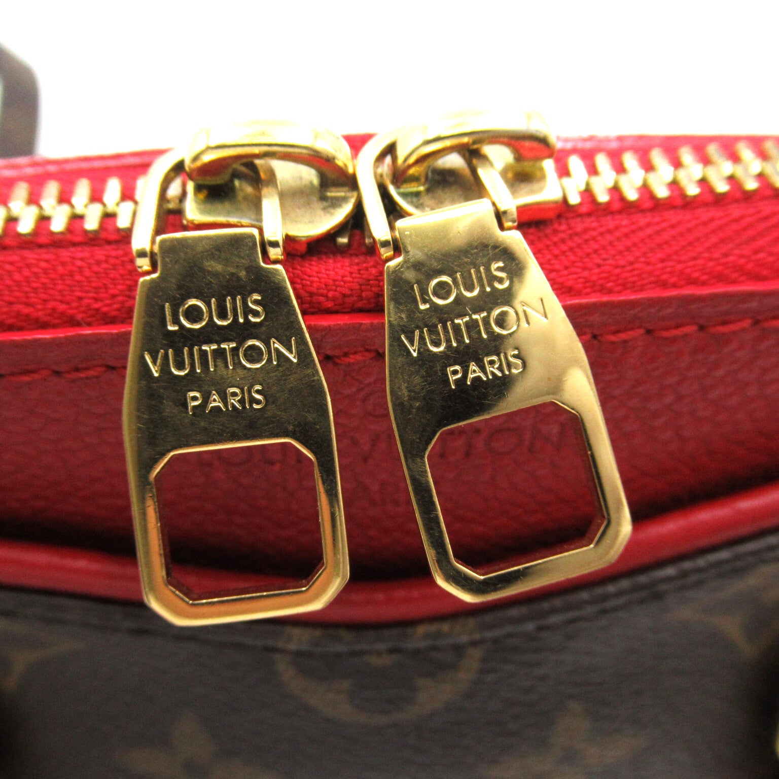LOUIS VUITTON Monogram Pallas BB金扣手挽肩背兩用袋啡色/紅色
