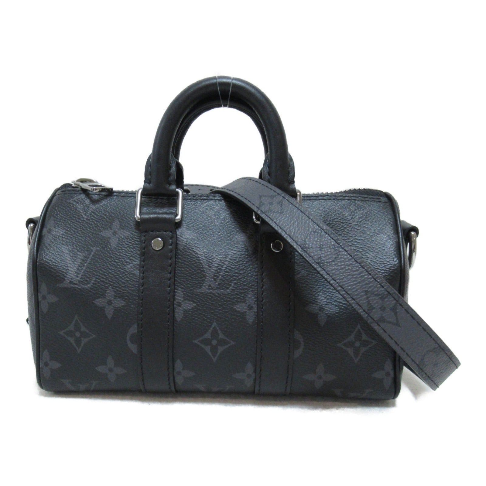 LOUIS VUITTON Monogram Eclipse Keepall XS手挽肩背兩用袋灰色