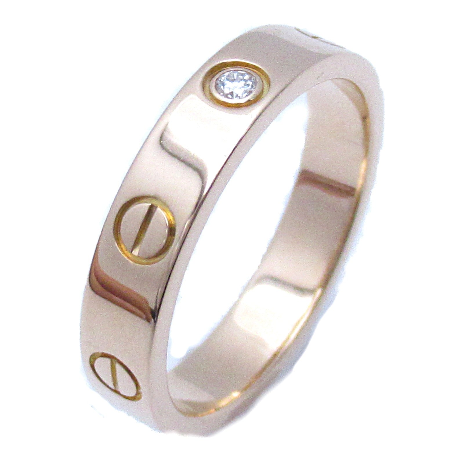 CARTIER 18K玫瑰金Love Ring 1 DMND鑽石戒指US#6.25/Cartier#53粉金色