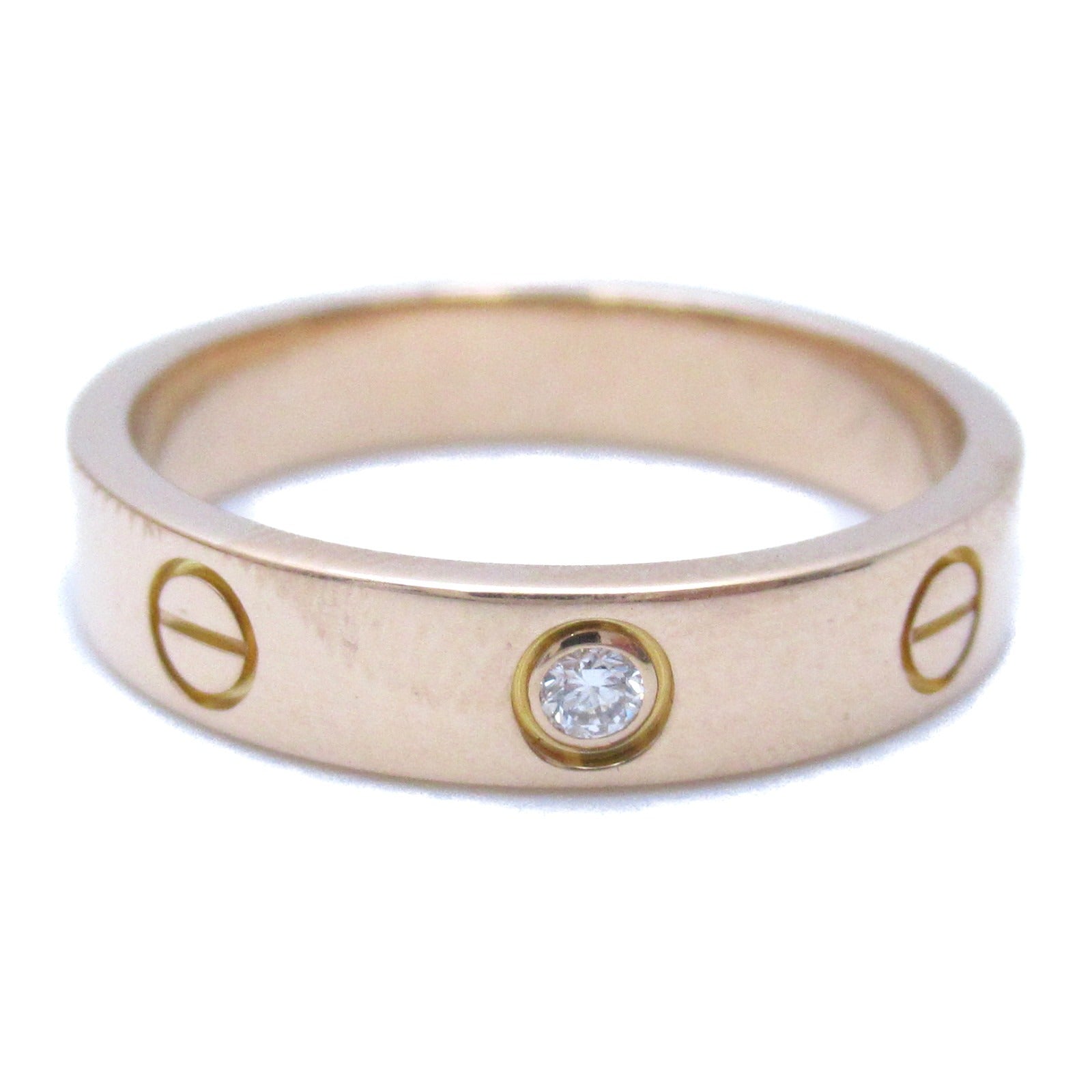 CARTIER 18K玫瑰金Love Ring 1 DMND鑽石戒指US#6.25/Cartier#53粉金色