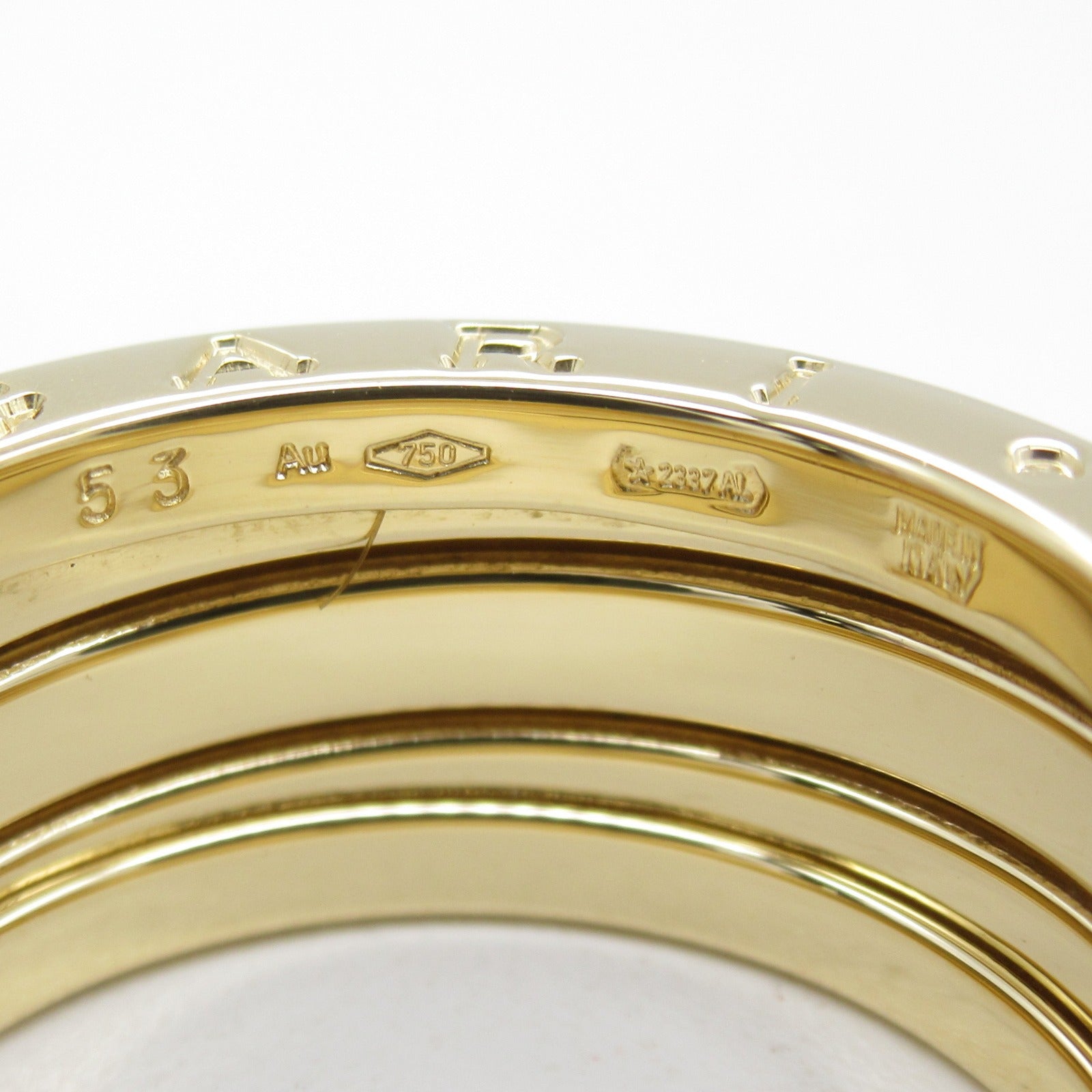 BVLGARI 18K黃金B-zero1 Three-Band戒指US#6.25/BVLGARI#53金色
