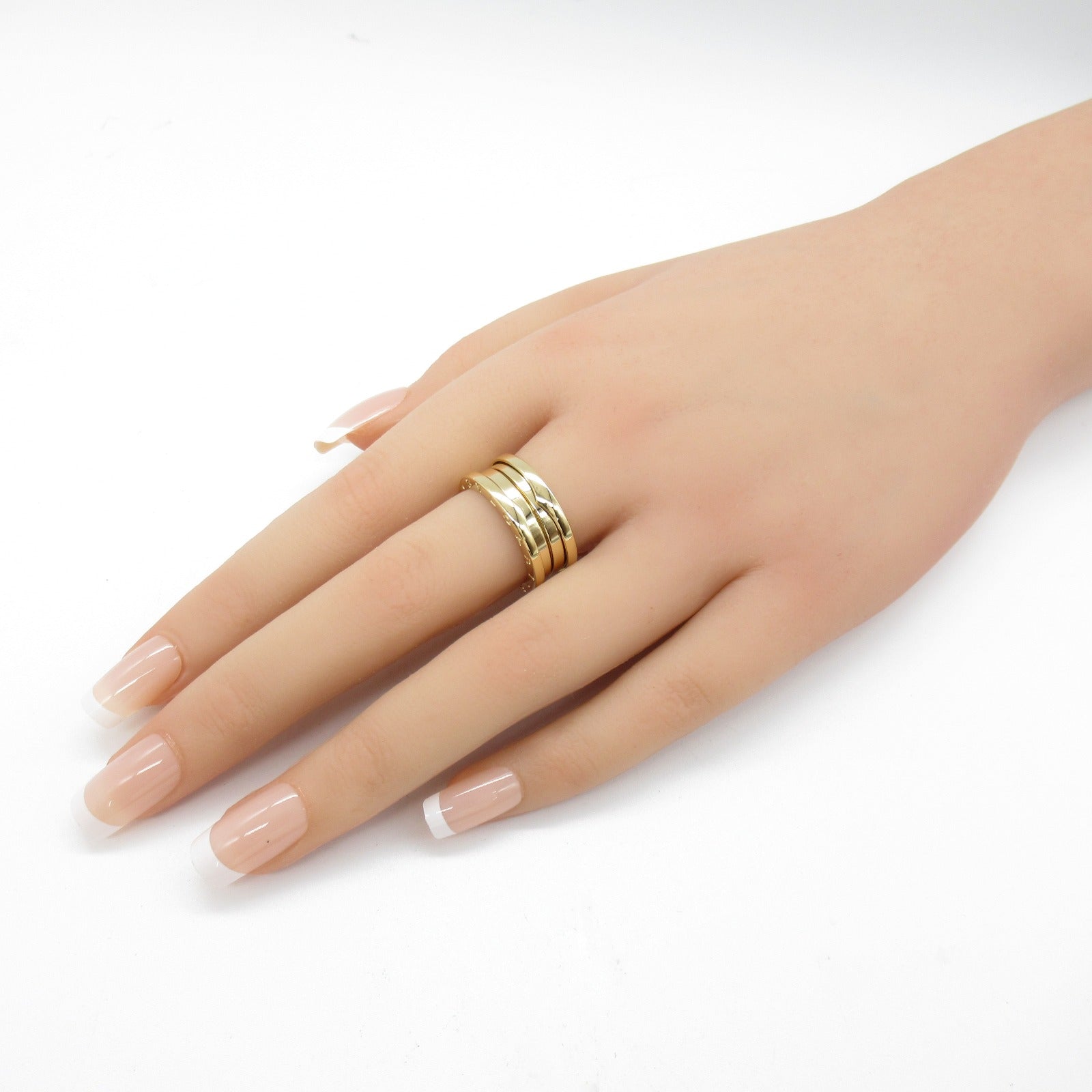 BVLGARI 18K黃金B-zero1 Three-Band戒指US#6.25/BVLGARI#53金色