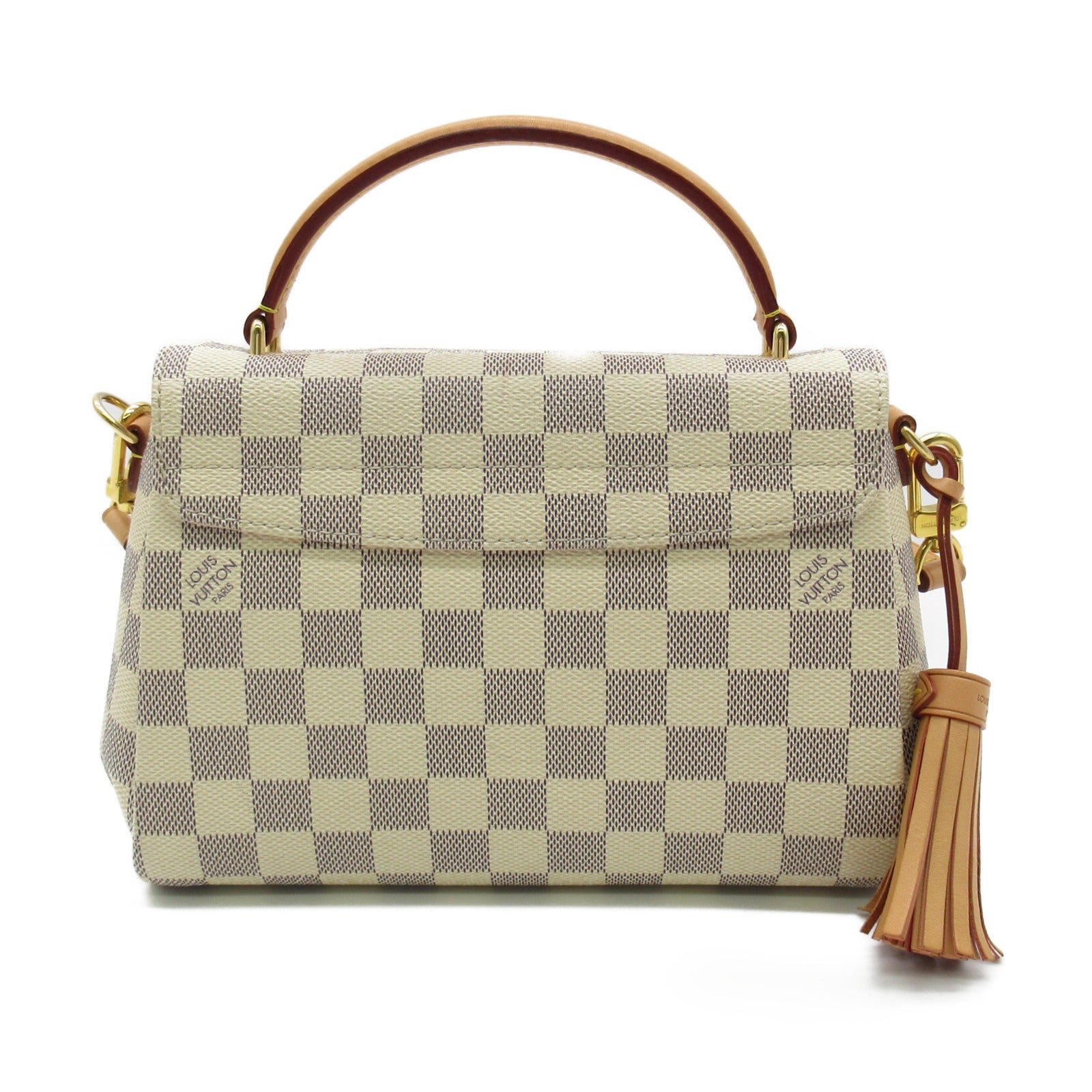 LOUIS VUITTON Damier Azur Croisette金扣手挽肩背兩用袋白色