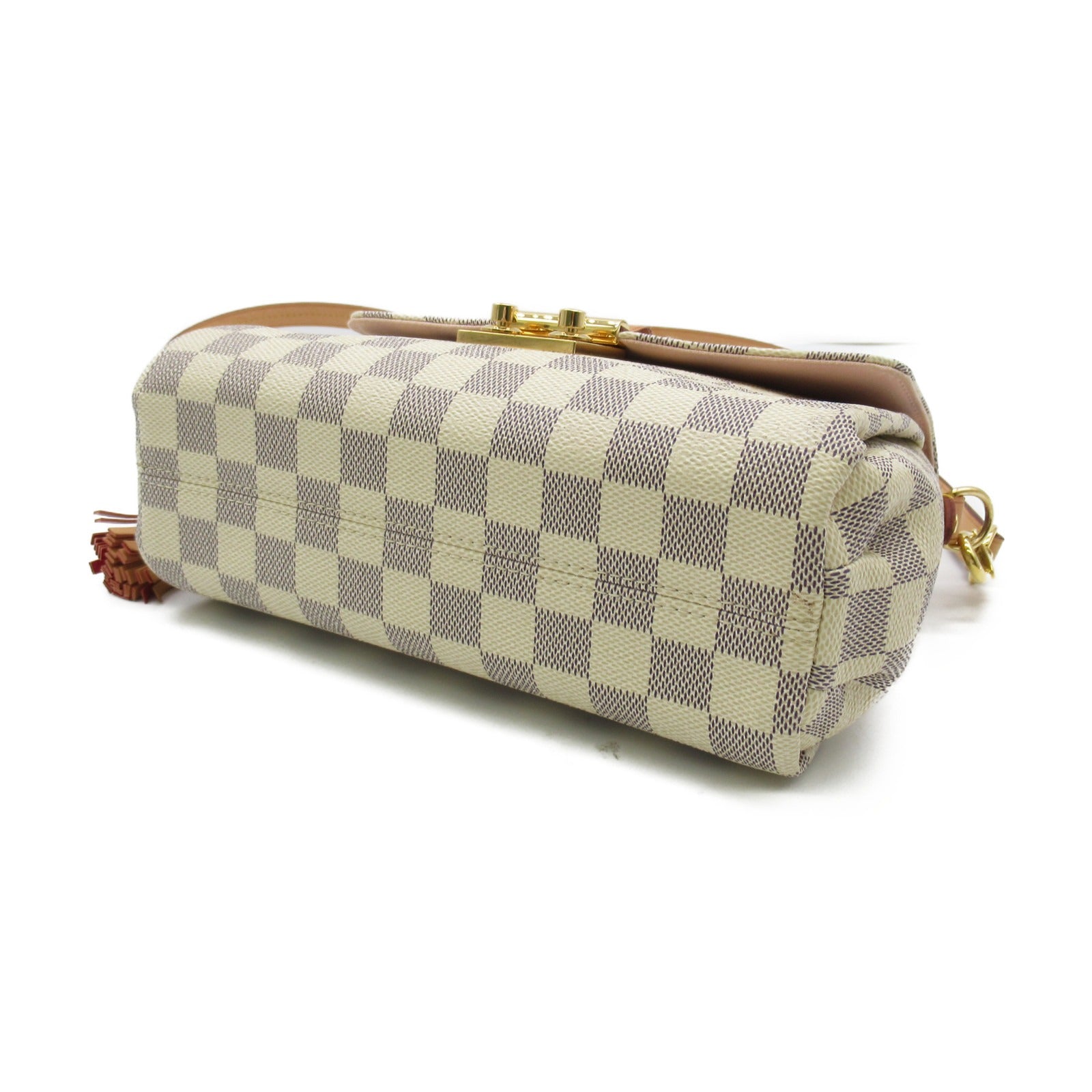 LOUIS VUITTON Damier Azur Croisette金扣手挽肩背兩用袋白色