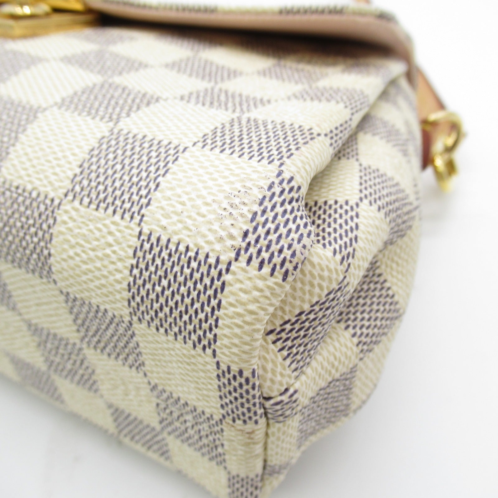 LOUIS VUITTON Damier Azur Croisette金扣手挽肩背兩用袋白色