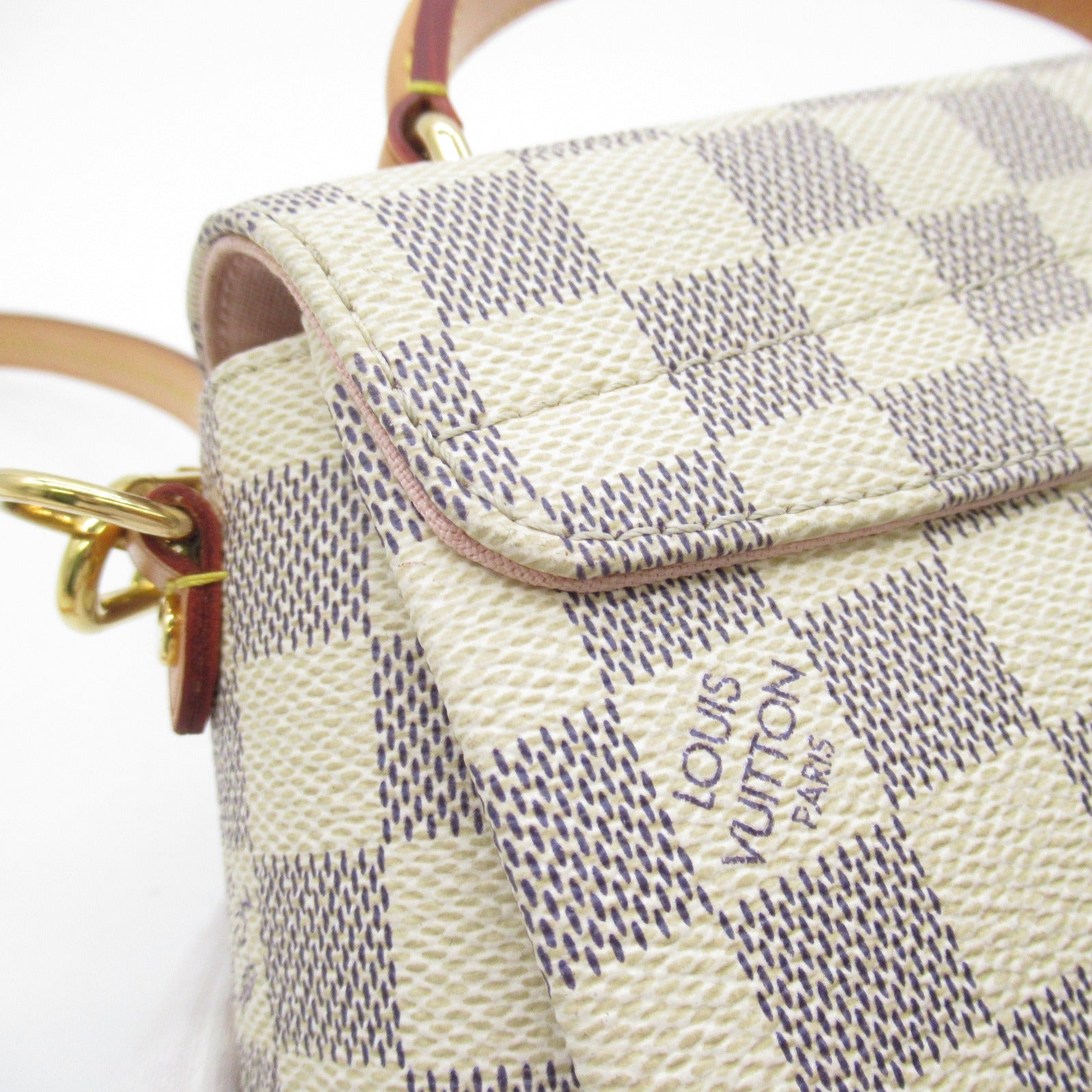 LOUIS VUITTON Damier Azur Croisette金扣手挽肩背兩用袋白色