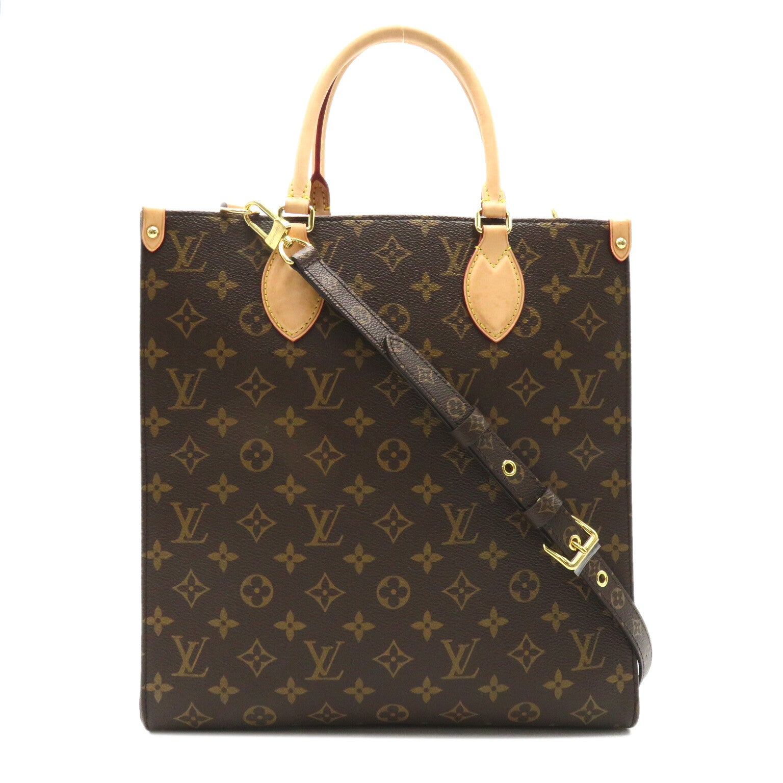 LOUIS VUITTON Monogram Sac Plat PM手挽肩背兩用袋啡色