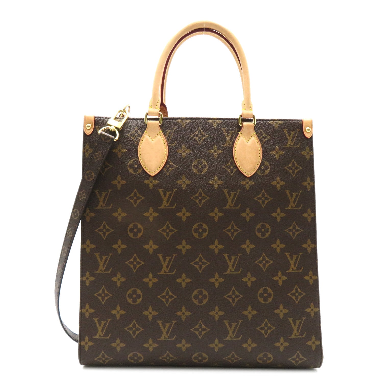 LOUIS VUITTON Monogram Sac Plat PM手挽肩背兩用袋啡色