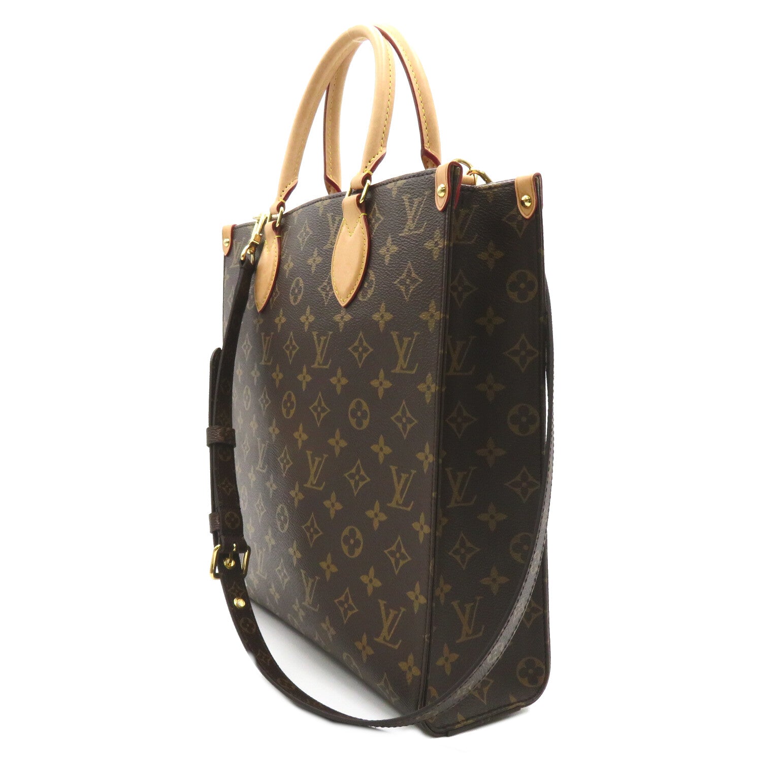 LOUIS VUITTON Monogram Sac Plat PM手挽肩背兩用袋啡色