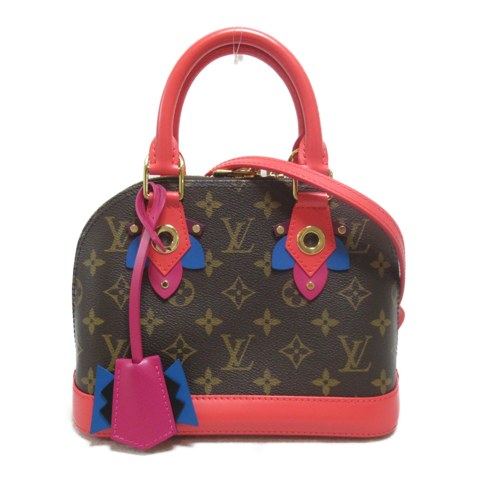 LOUIS VUITTON Monogram Alma BB手挽肩背兩用袋啡色/粉紅色Flamingo