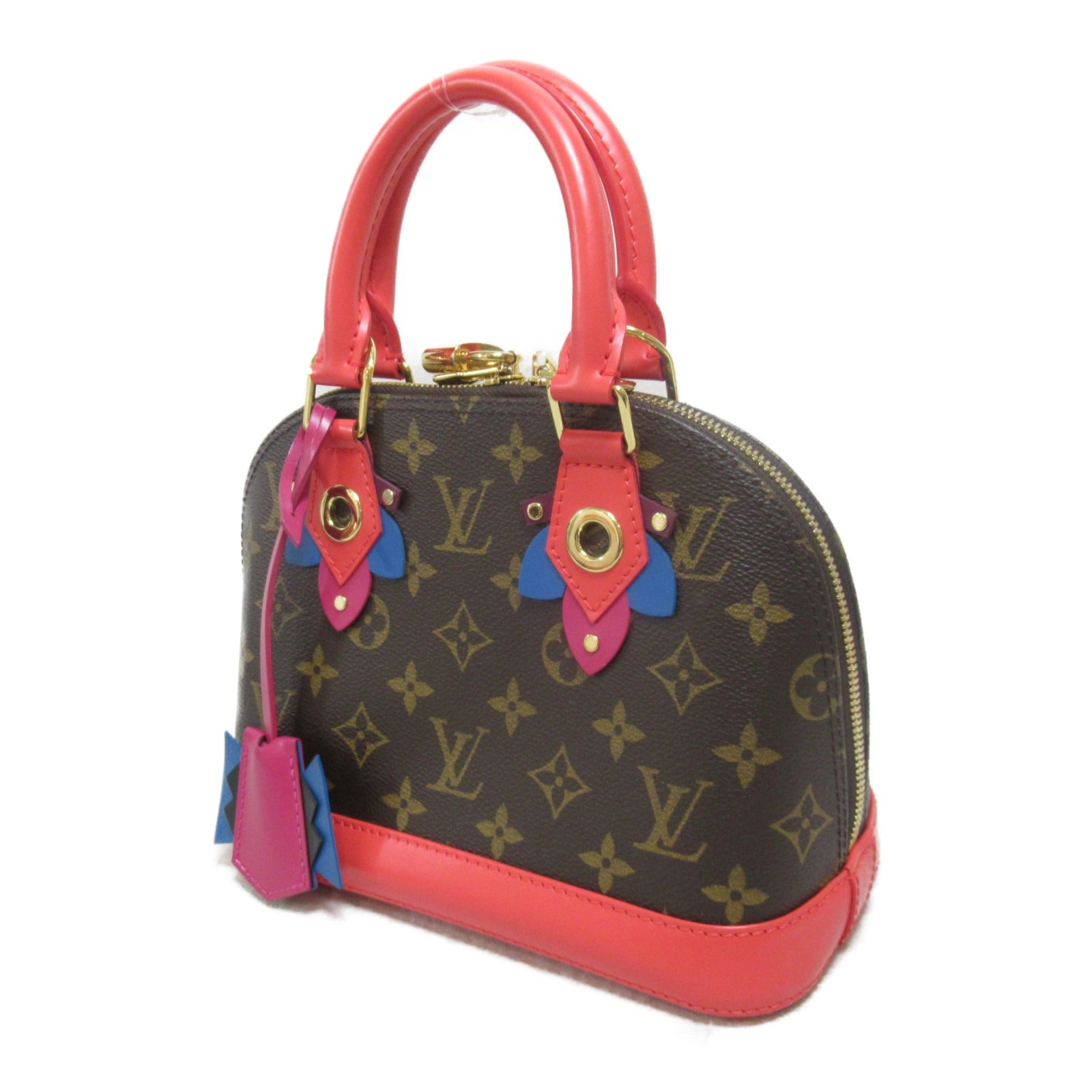LOUIS VUITTON Monogram Alma BB手挽肩背兩用袋啡色/粉紅色Flamingo