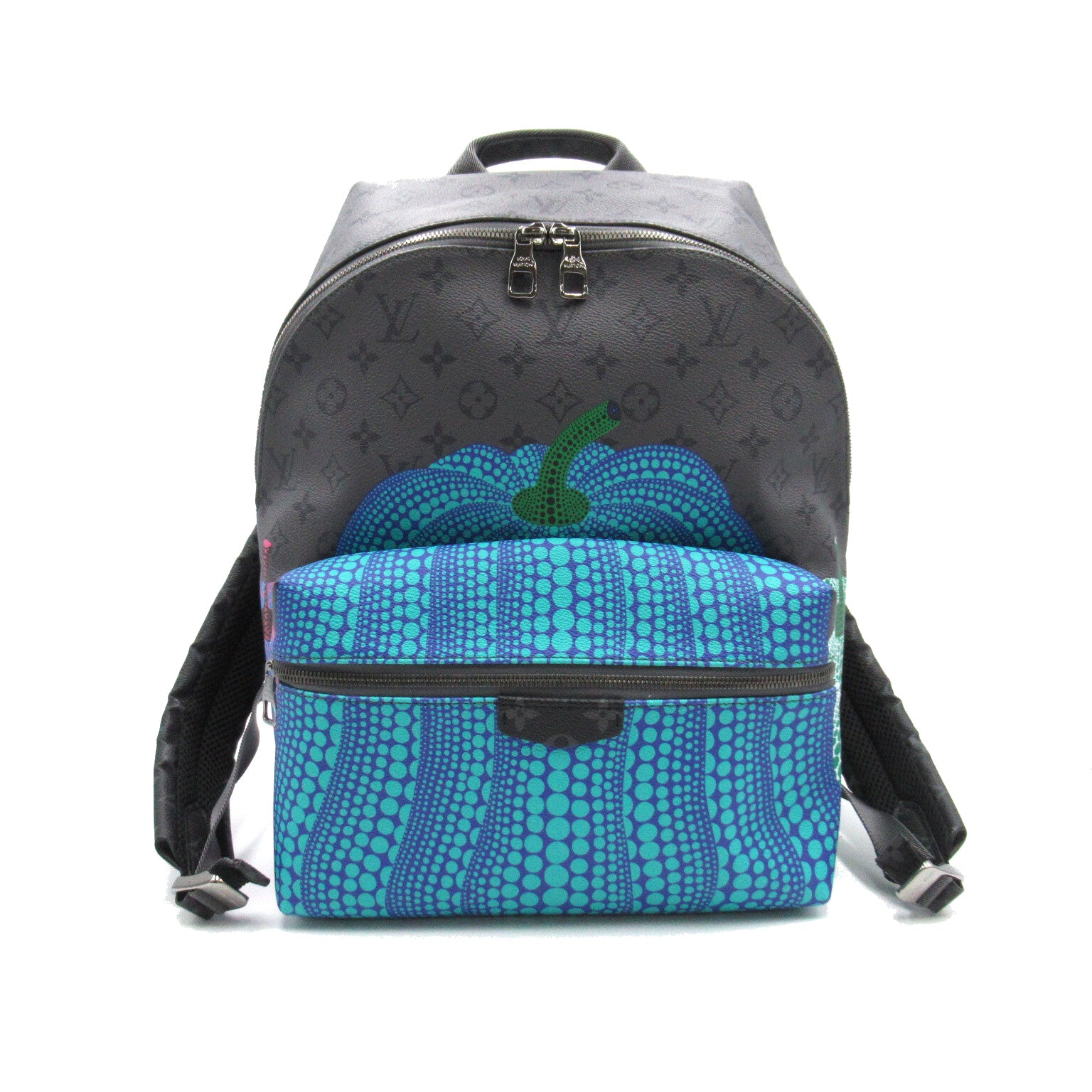 LOUIS VUITTON Monogram Eclipse Reverse LV x YK Discovery Backpack銀扣背包灰色/藍色