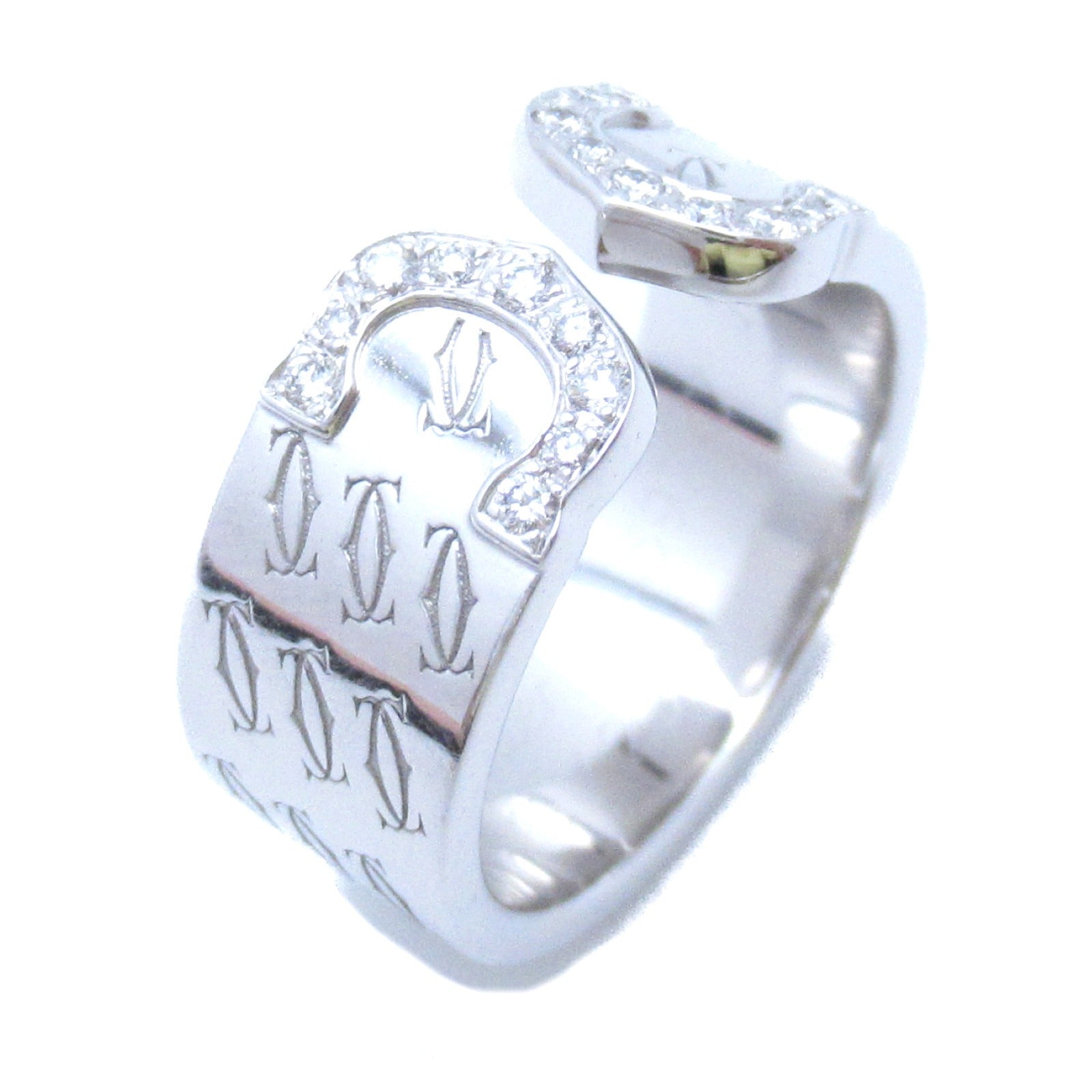 CARTIER 18K白金C2 2000Xmas鑽石戒指US#6/Cartier#51銀色