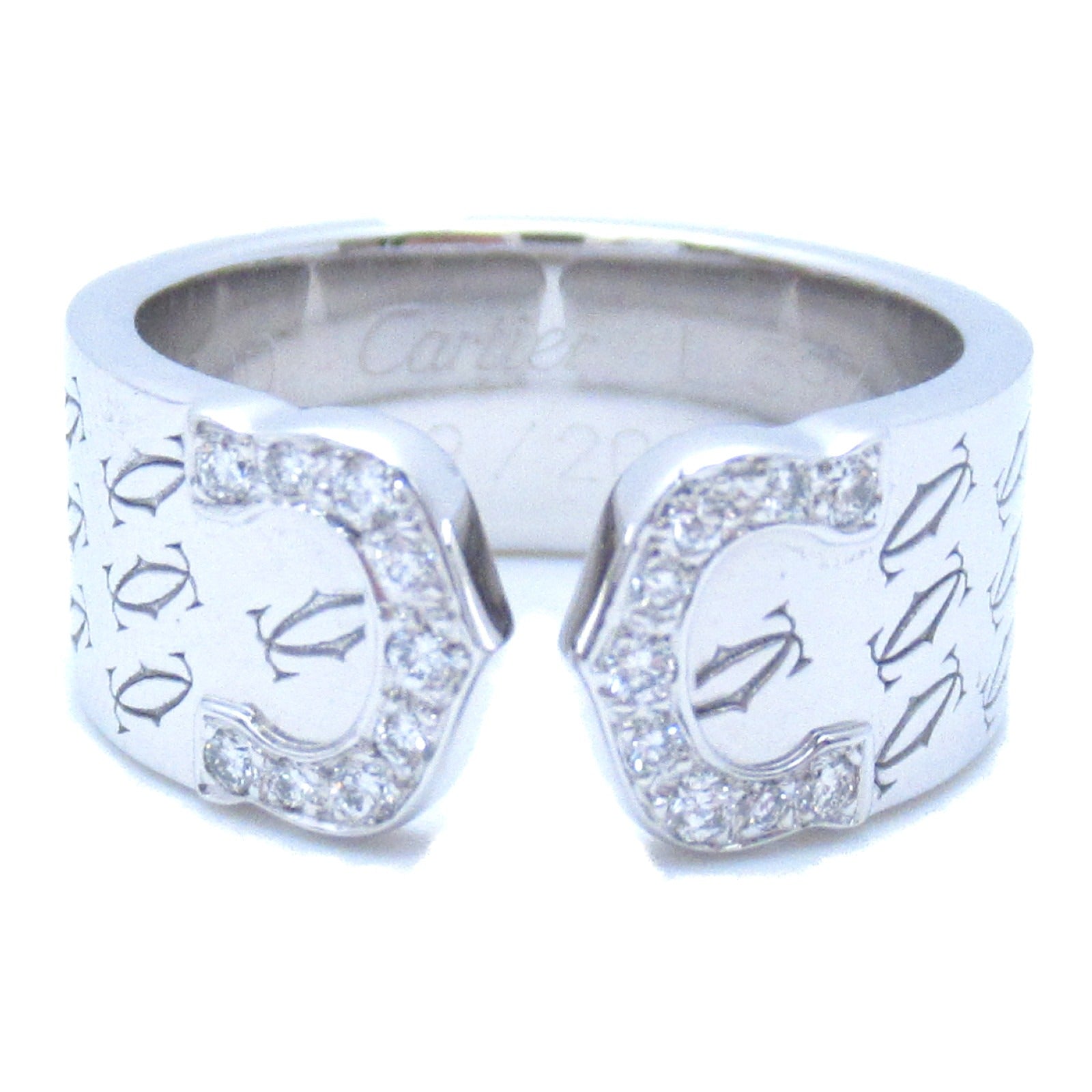 CARTIER 18K白金C2 2000Xmas鑽石戒指US#6/Cartier#51銀色