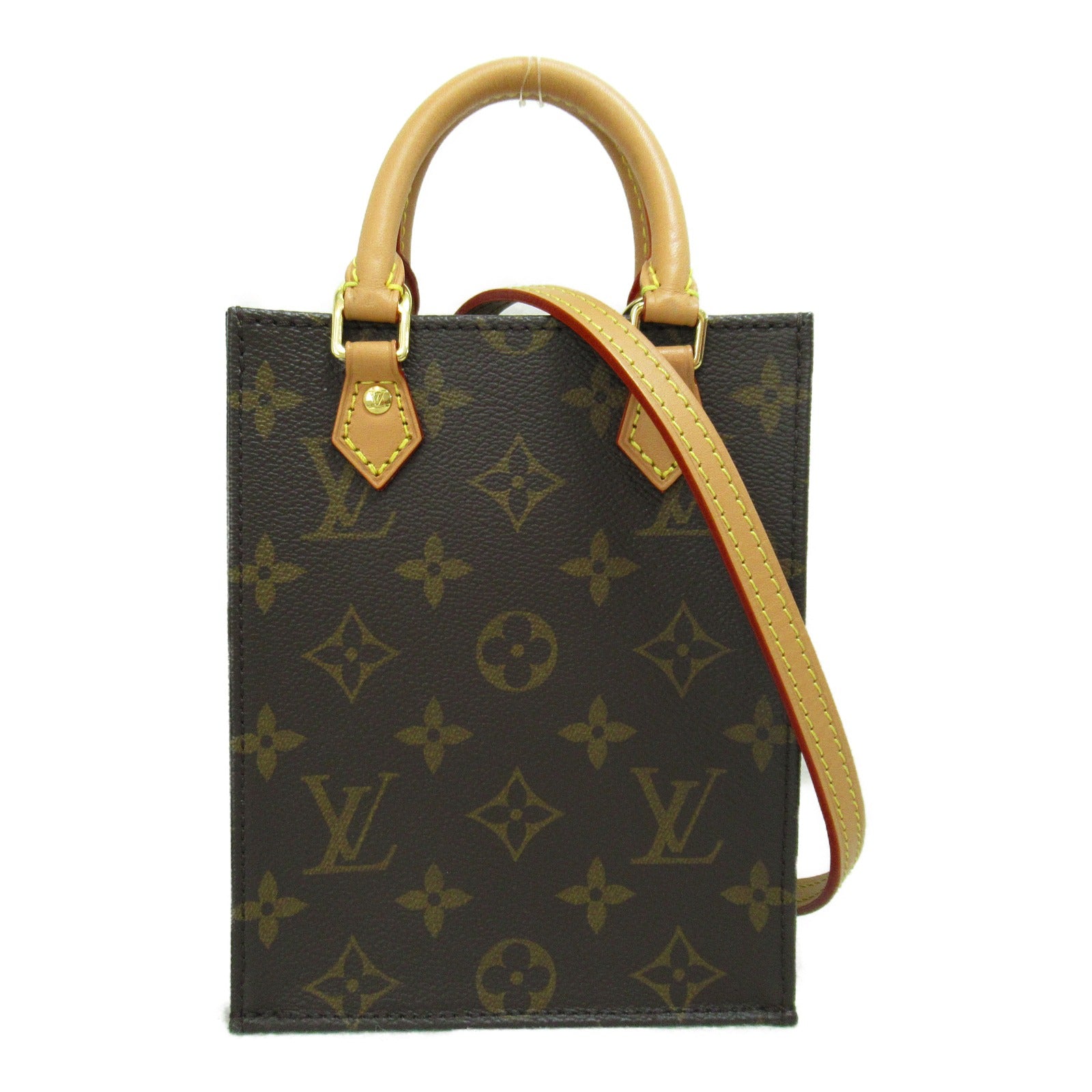 LOUIS VUITTON Monogram Petit Sac Plat手挽肩背兩用袋啡色