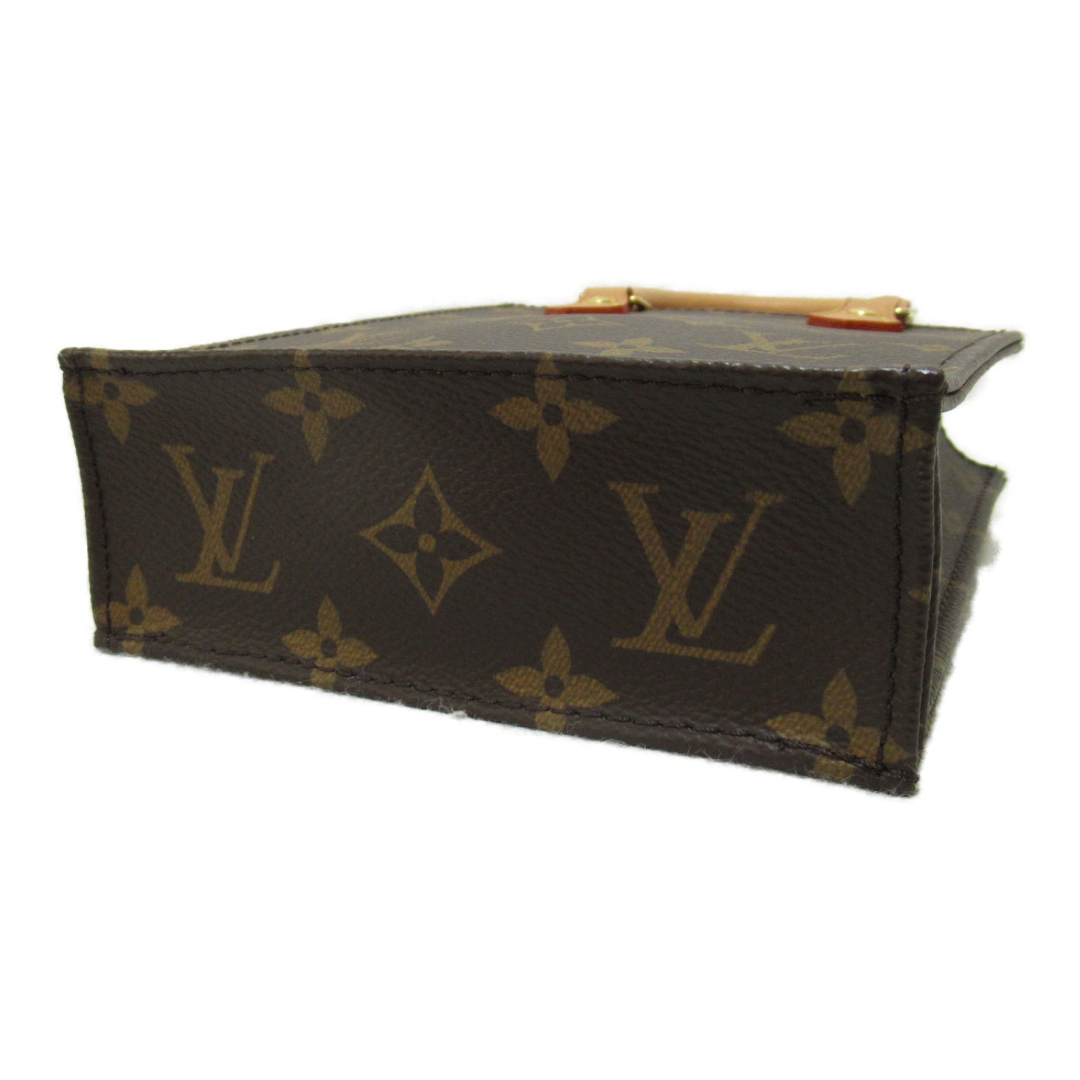 LOUIS VUITTON Monogram Petit Sac Plat金扣手挽肩背兩用袋啡色