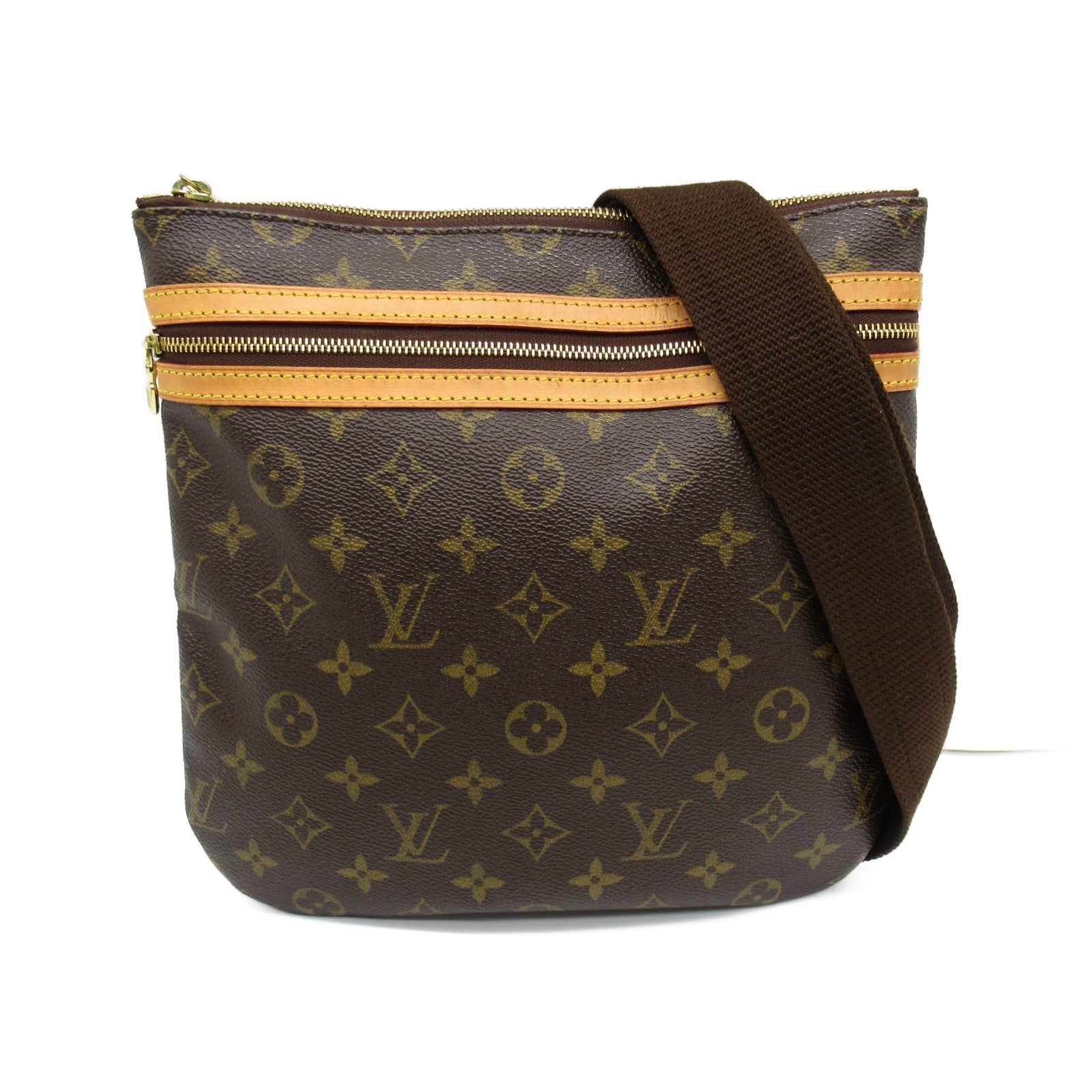 LOUIS VUITTON Monogram Pochette Bosphore金扣肩背袋啡色
